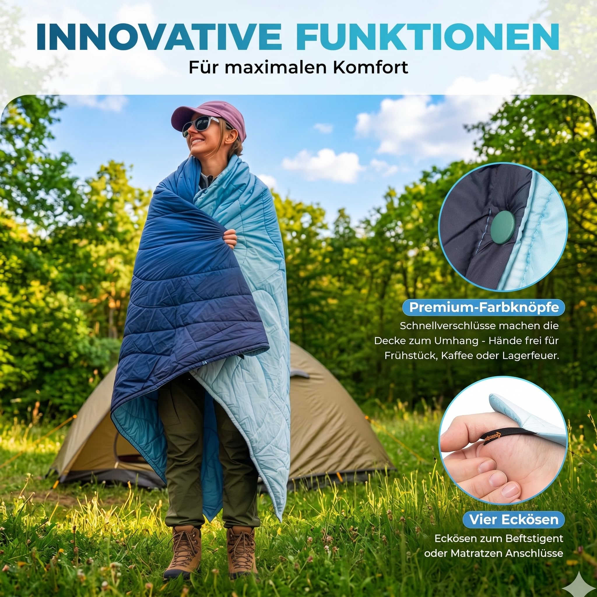 KingCamp Reisedecke Ultraleicht, Decke Wasserabweisend Kompakt,Outdoor Campingdecke Warme,kleines packmaß für Camping Büro Outdoor, (Frosttal,200x145cm)