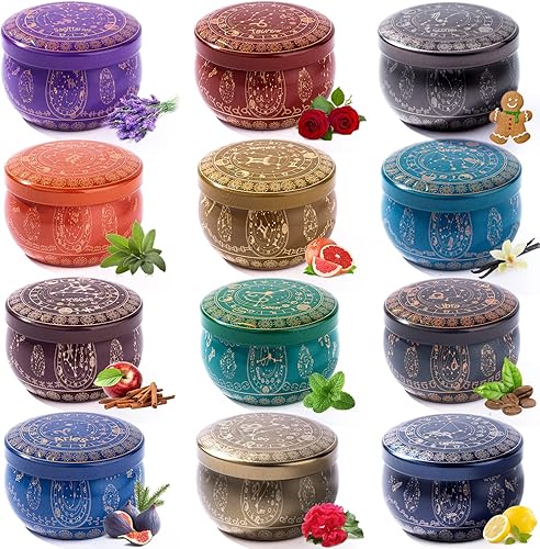 Miniatura 1 de Velas de regalo para mujeres paquete de 12 velas perfumadas del zodíaco velas de constelación de 25 onzas a granel juego de velas pequeñas regalos
