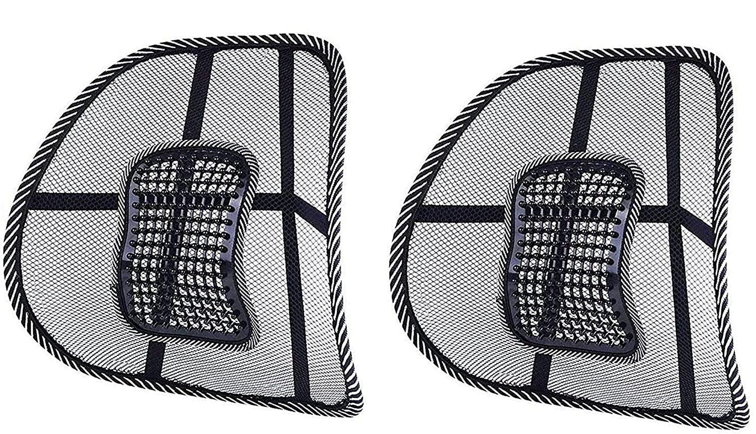 C&BUY Lumbar Back Support Massage Mesh Ventilate Pain Relief Cushion Pad for Car Seat, Office Chair -Set of 2