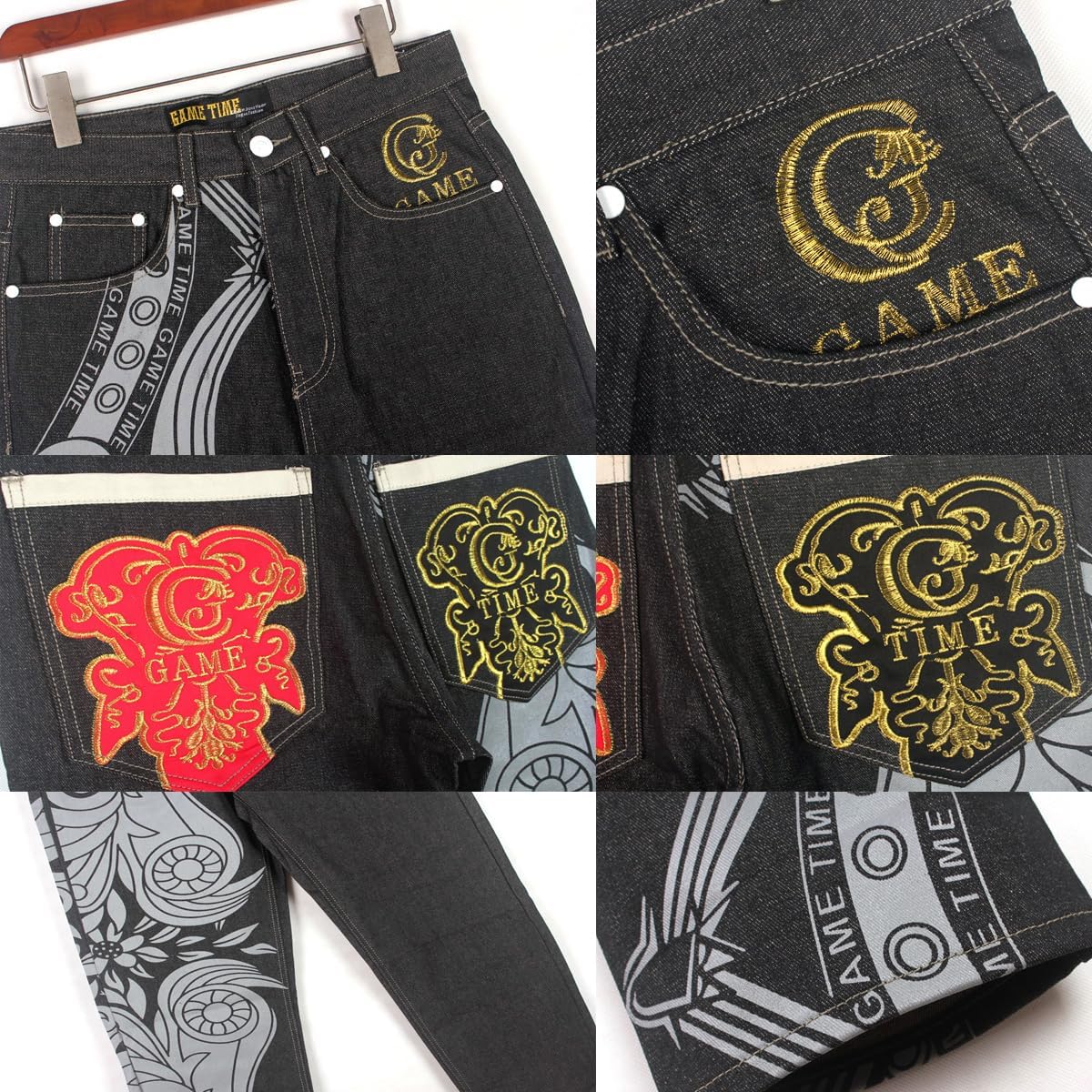 NCDUANSAN Gothic Men's Denim Pants Street Trend Loose Hiphop Street Dance Graffiti Print Casual Straight Tube Wide Leg Wash