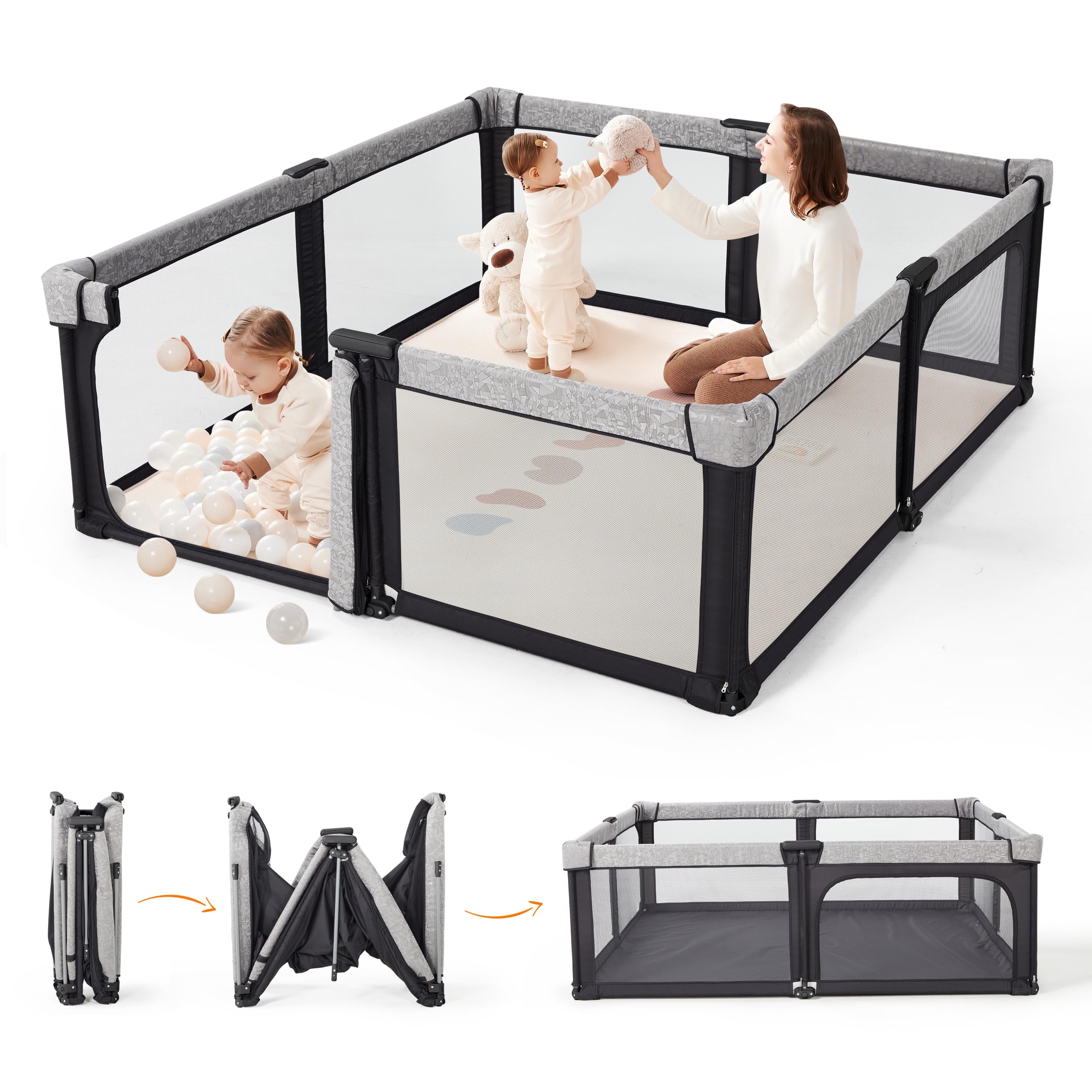 Sweeby Baby Playpen, 150 x 180cm (Obsidian Black, 180 x 150)