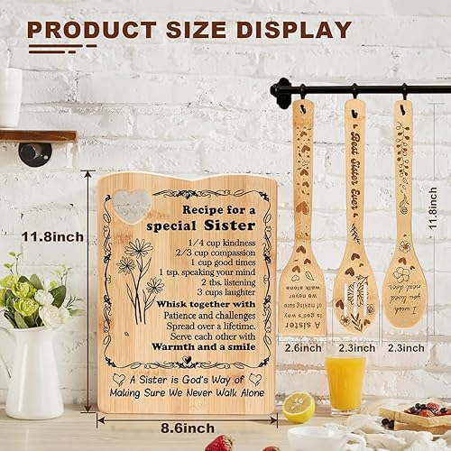 Miniatura 2 de Regalos de cumpleaños para hermanas de parte de la hermana, la mejor amistad para tabla de cortar con juego de utensilios, regalo para el Día de la