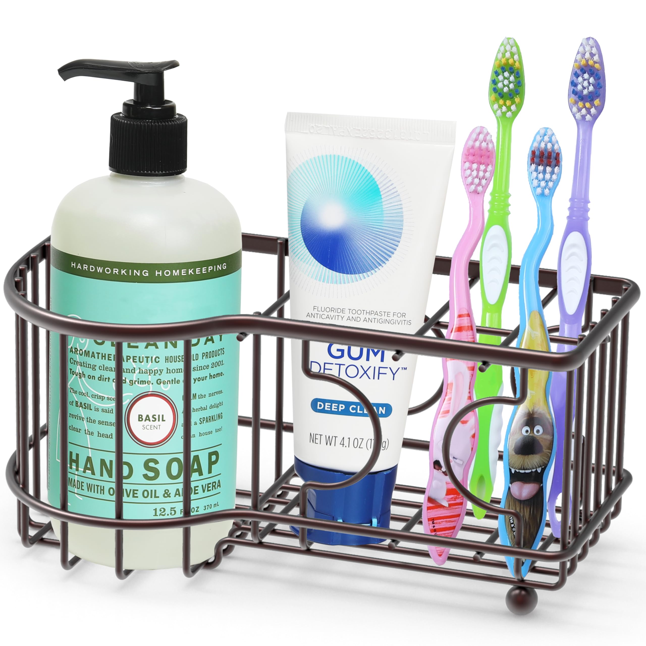 Multi-Functional 6 Slots Toothbrush Holder, Bronze