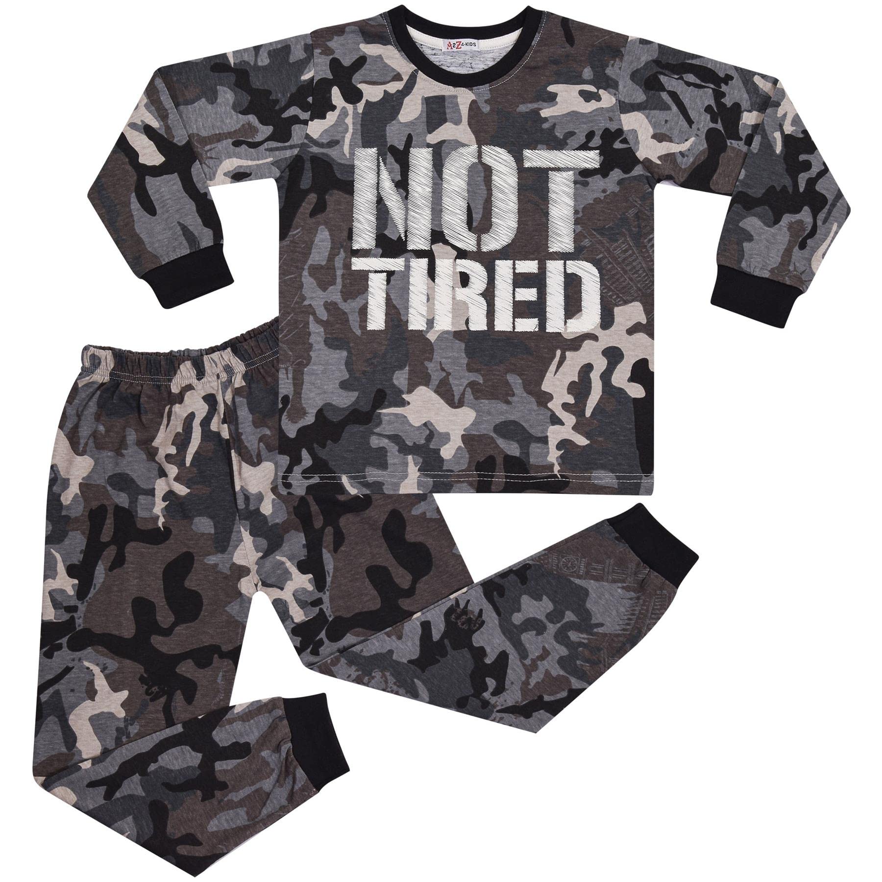 A2z 4 Kids Unisex Kids Camo Grey Pyjamas Children Camo Pjs 2 Piece Set Lounge Suit - Pjs 170 ._7-8