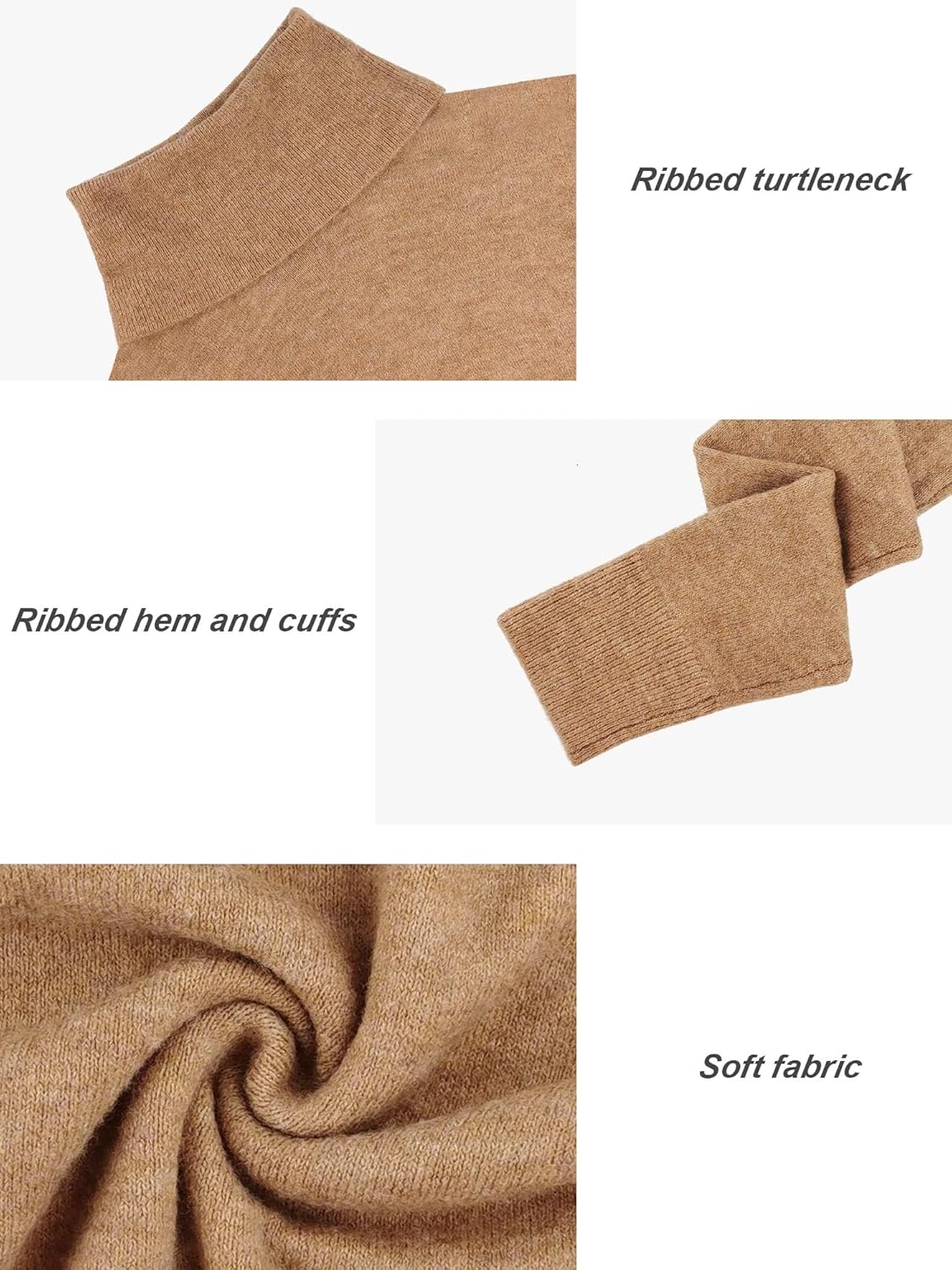 Woolicity Women's Cowl Neck Sweaters Long Sleeve Loose Fitting Ribbed Cozy Soft Casual Turtleneck Pullover Tops - Image 5