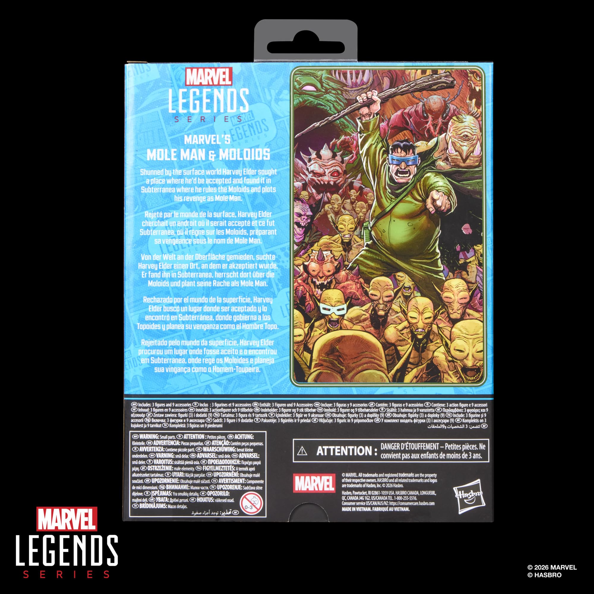 Marvel Legends Series Marvel's Mole Man & Moloids Multi-Pack, 3 von den Fantastic Four Comics inspirierte Action-Figuren zum Sammeln (Skala 15 cm)