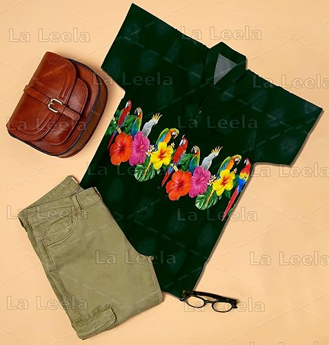 Miniatura 5 de LA LEELA Men's Hawaiian Shirts Short Sleeve Button Down St Patrick's Day Shirts for Men Beach Vacation Tropical Summer Shirt