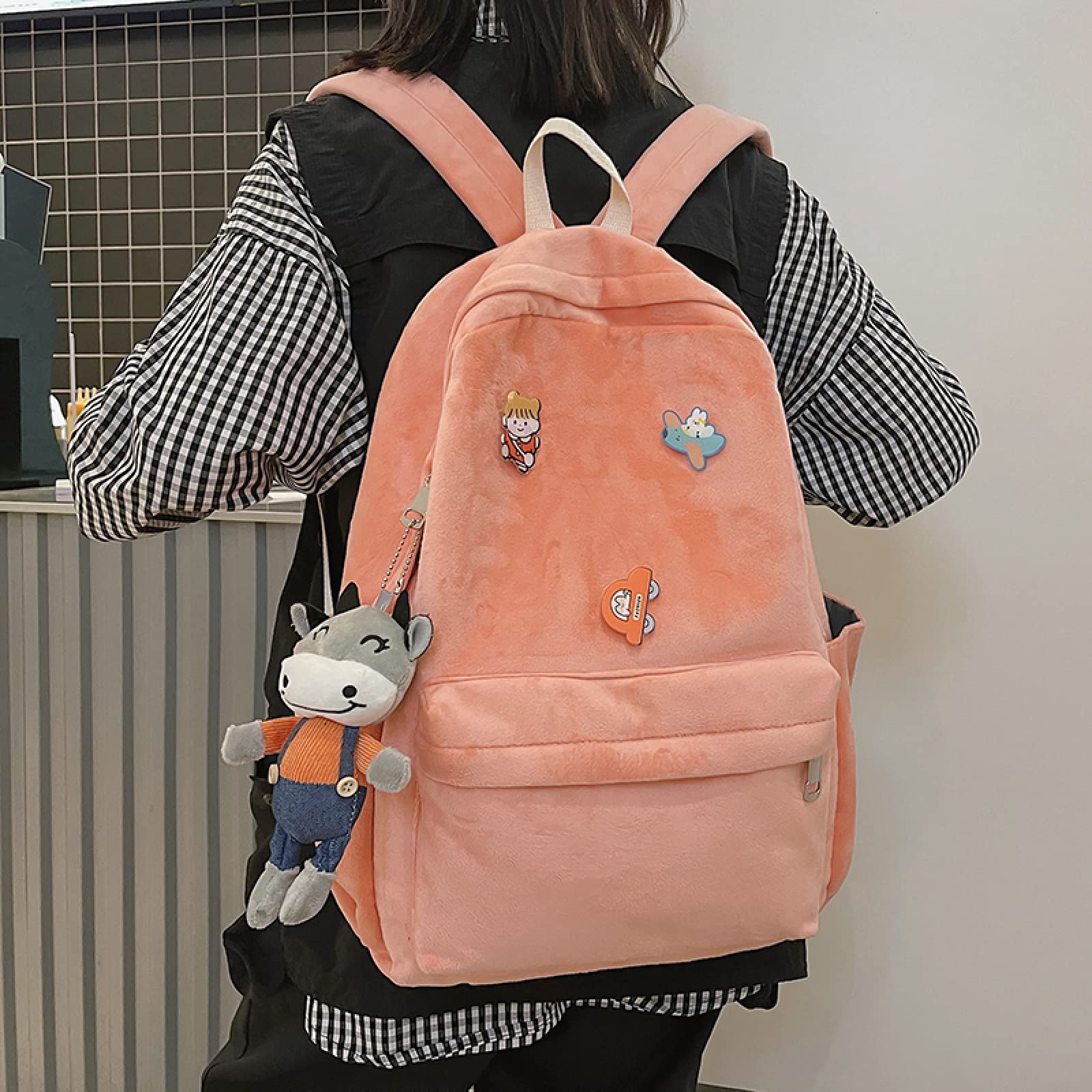 College-Rucksack Damen Cord Schultasche Jugend kawaii Uni-Rucksack Damen einfache Damen Reisetasche