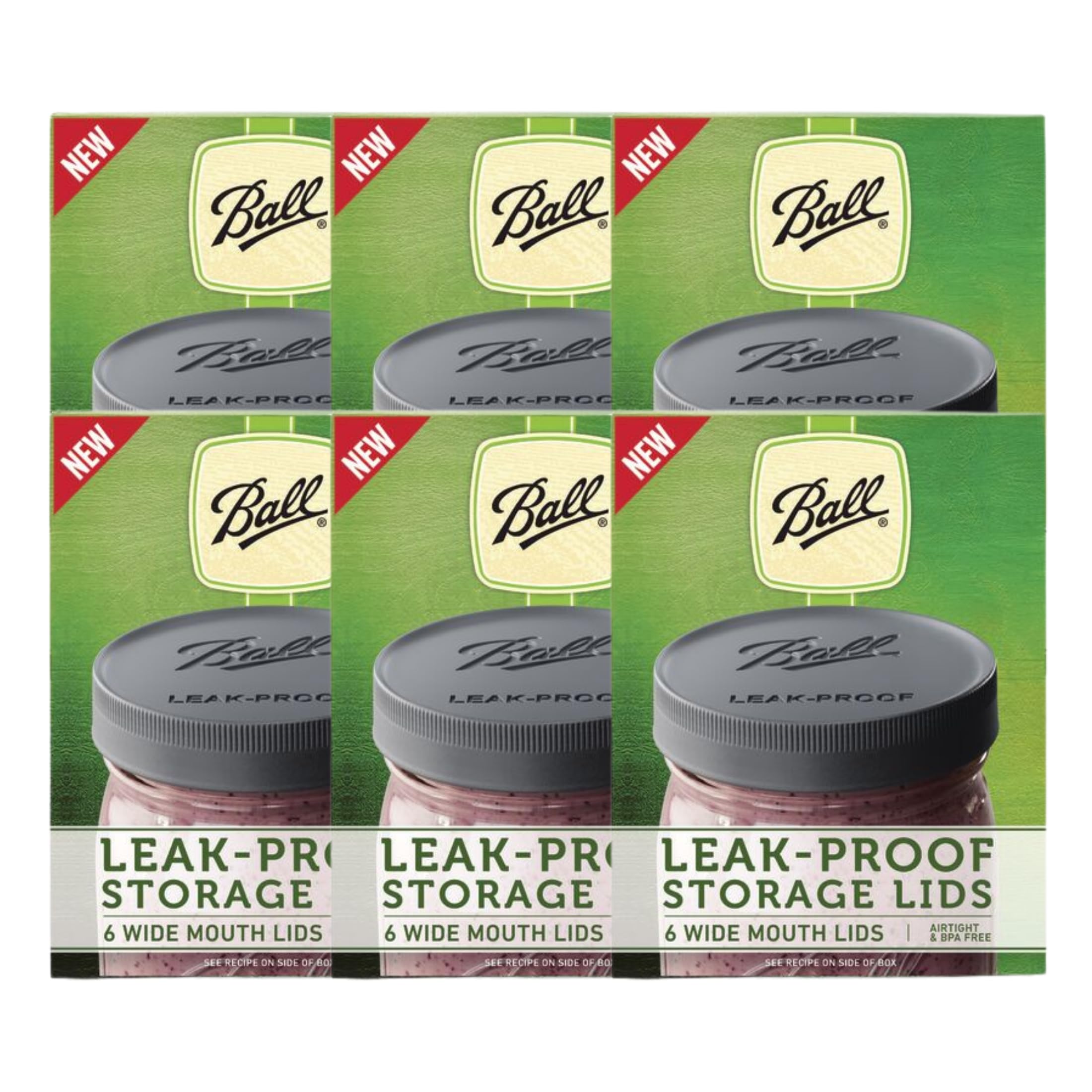 Ball Mason Jar Leak-Proof Lids, Wide Mouth, 6 CT (Pack of 6)