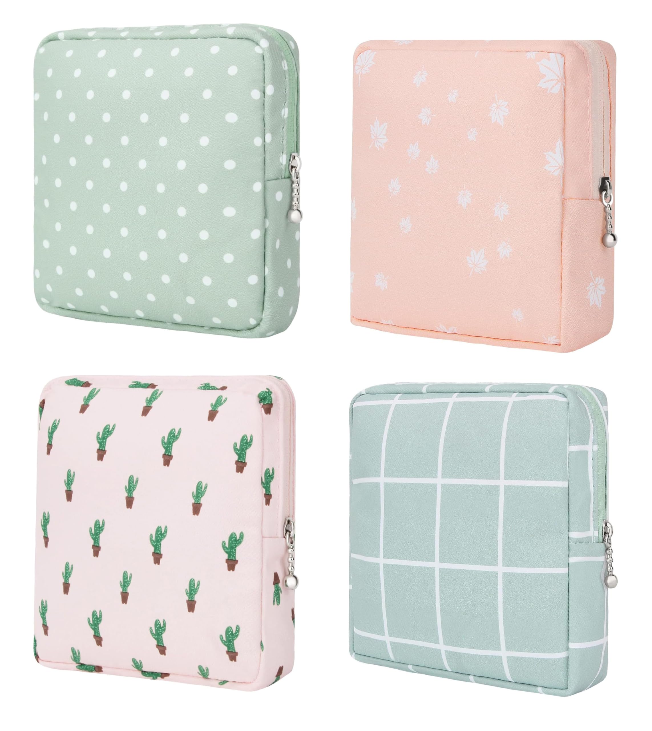 NIGHTSTAR Portable Mini Slim Fashion Nursing Sanitary Napkin Pouch Pad Holder Zipper Travel Cosmetic Makeup Jewellery Storage Bag for Girl and Women (A3-4PCS)