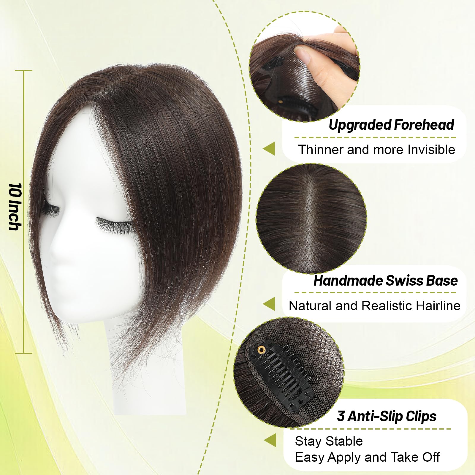 Real Human Hair Toppers for Women with Thinning Hair 3 * 4.5 Inch Upgrade Swiss Lace Base Toppers No Bangs for Cover Gray Hair Roots (2#) - Image 4