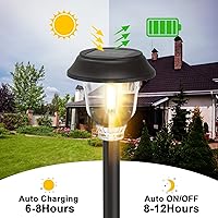 Vista 5 de Luces solares para exteriores impermeables, paquete de 6 unidades de luces solares de vidrio y metal para caminos, brillantes luces LED solares