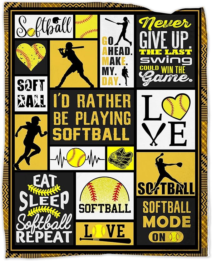 Softball Blanket 80''x60'' Softball Gift Blanket Super Soft