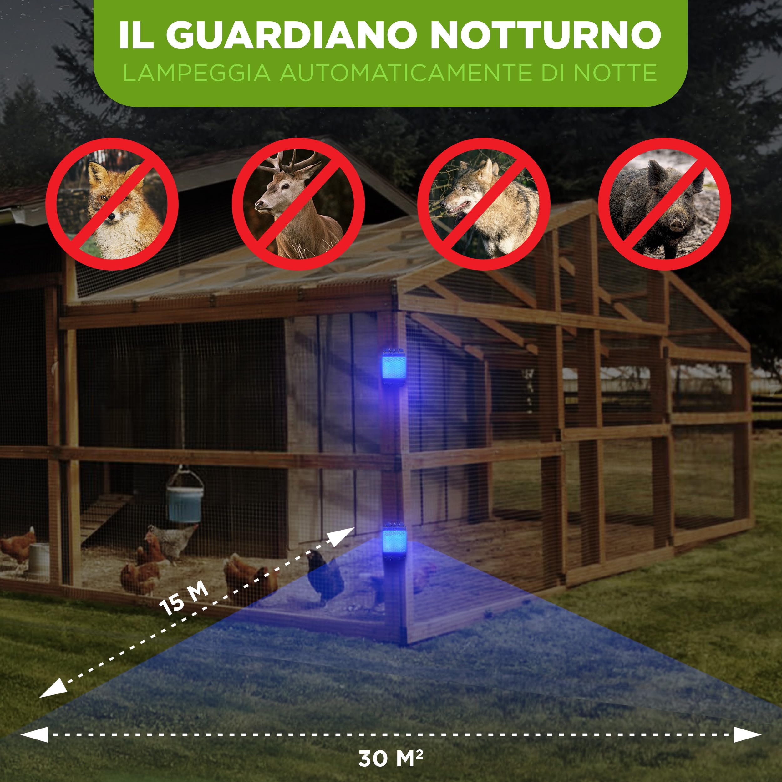 ISOTRONIC Repellente Solare Animali Selvatici LED Blu (6 Pezzi), Dissuasore per Procioni Cervi Volpi Cinghiali, Raggio d'azione 40m², Deterrente Efficace Esterno e Giardino Senza Veleni