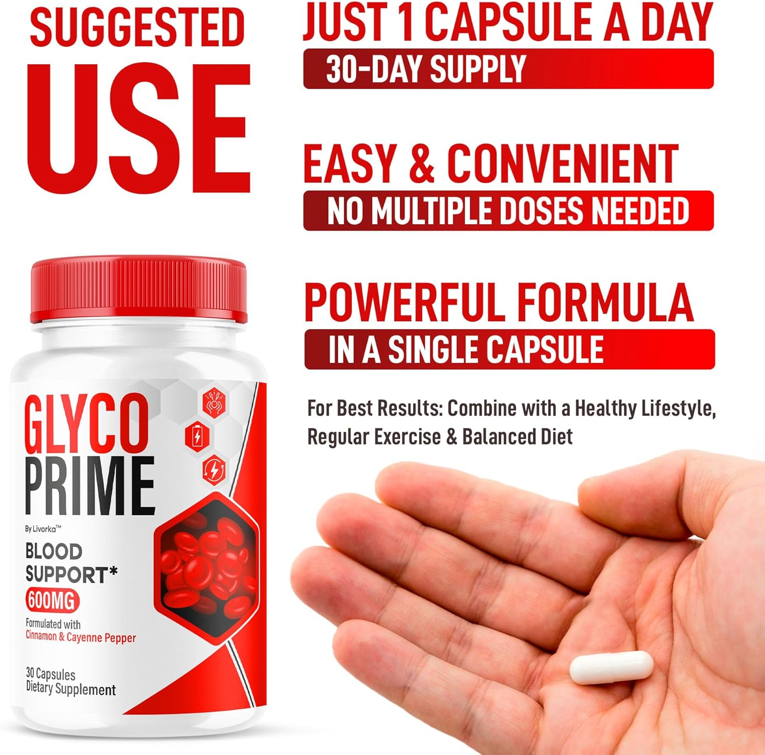 Glyco Prime Capsules - Official Glyco Prime Premium Formula Supplement Pills, Advanced Support Natural Formula for Wellness & Overal Health, Glyco Prime Reviews, 30 Capsules for 1 Month - Image 4