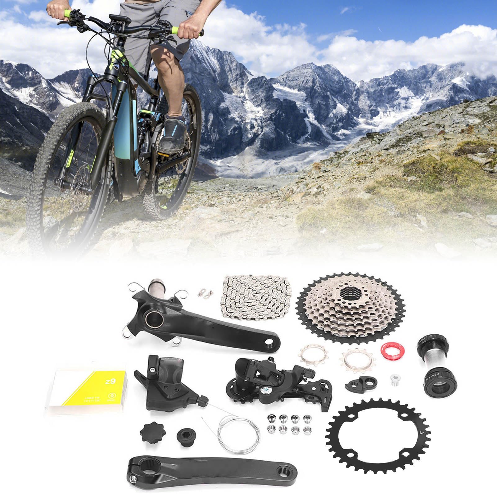 Generic 9-biegowa przerzutka rowerowa, konstrukcja Drop-Gear, stop aluminium do rowerów górskich