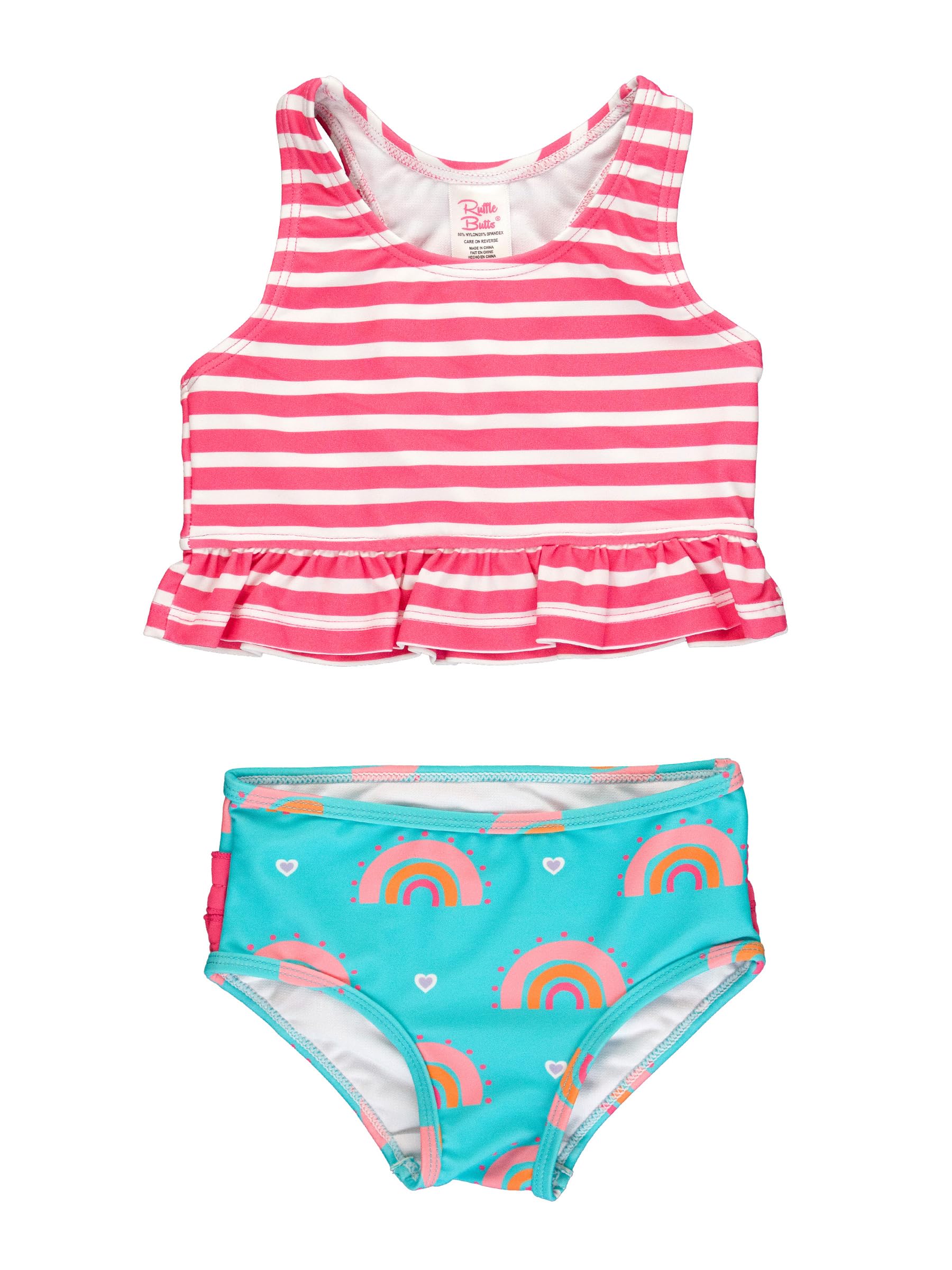 RuffleButts Baby/Toddler Girls UPF50+ Ruffle Tankini 2-Piece Swimsuit