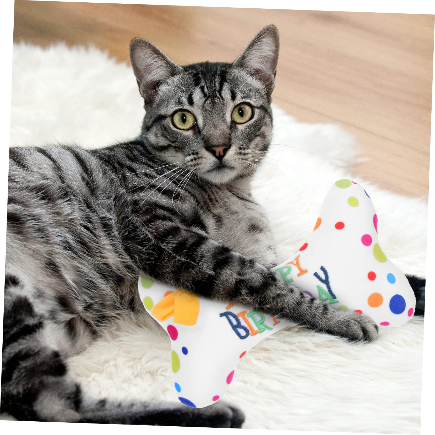 Happyyami 6piezas Juguetes para Gatos De Felpa Squeaky Accesorios para Fiesta De Cumpleaños De Mascotas Juguetes Divertidos para Gatitos para Masticar y Jugar