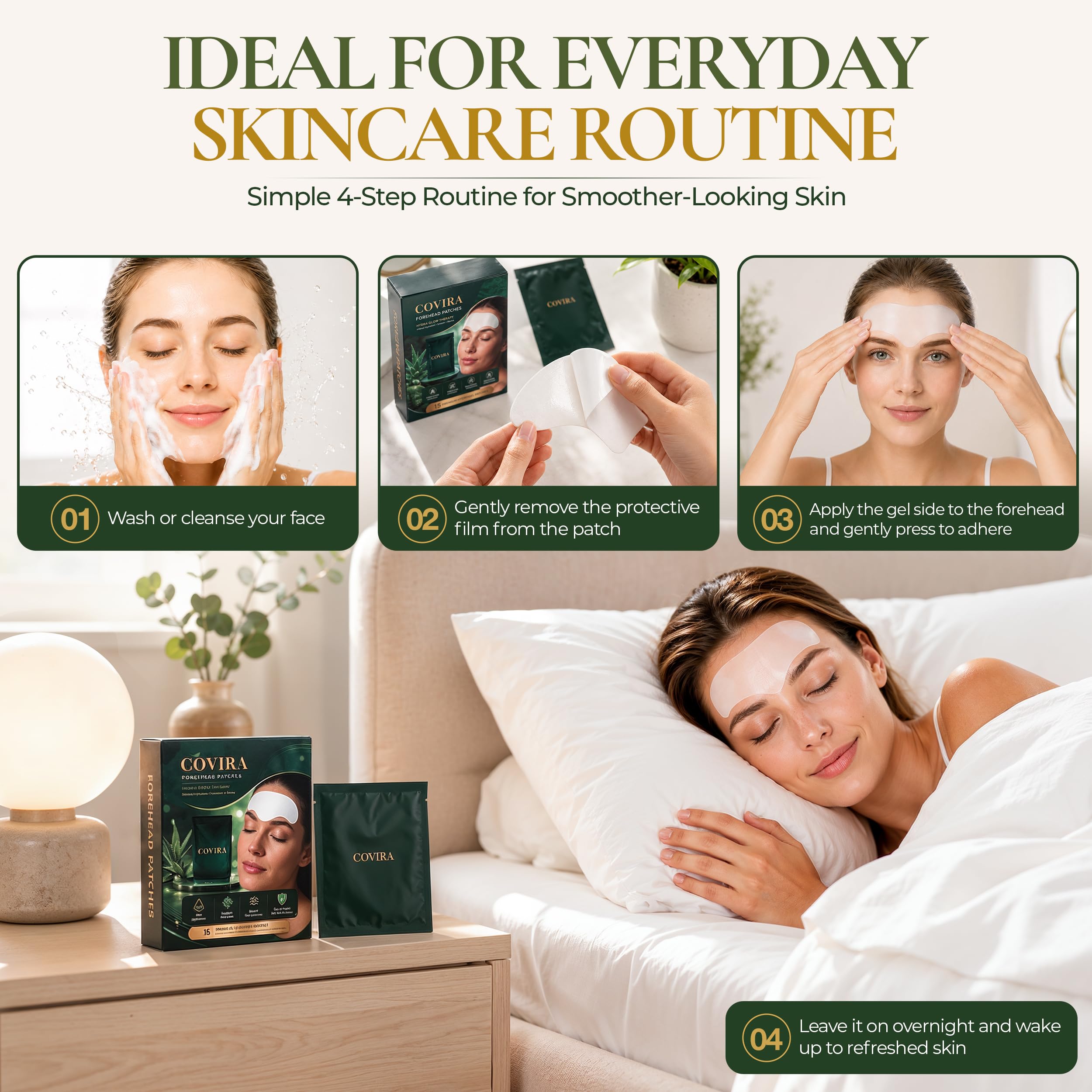 Premium15 Advanced Forehead Wrinkle Patches with Collagen and Vitamins C & E