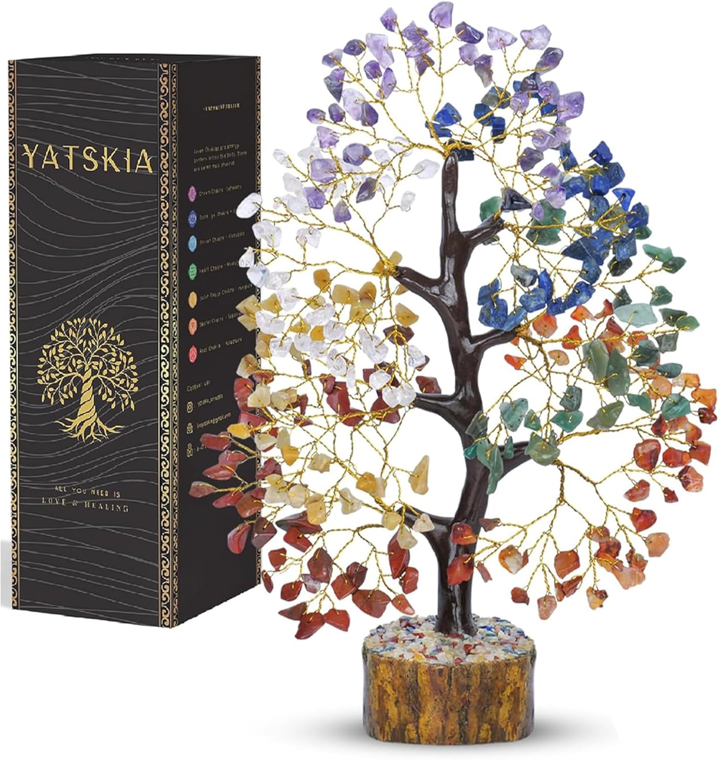 YATSKIA 7 Chakra Tree of Life - Crystal and Stones - Spiritual Decor - Chakra Crystal Tree for Positive Energy - Meditation Gift for Women