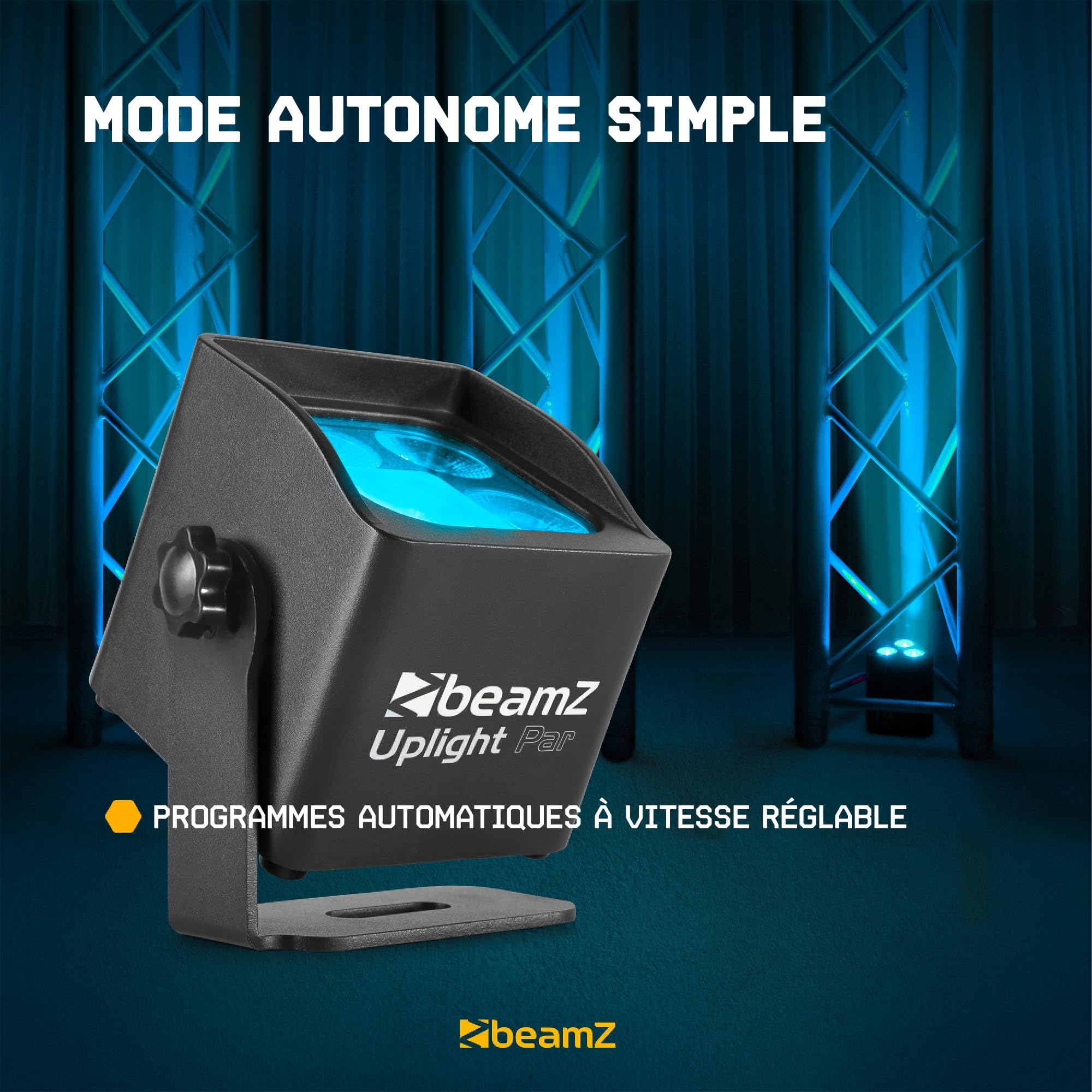 BeamZ BBP44 Lot de 4 Projecteurs sur Batterie Compact RGBW IP65-16 Watts, Résistant aux Intempéries, Autonomie 25H, Idéal pour Éclairage de Salle, Mariage, Jardin, Architecture, Hôtel, Restaurant