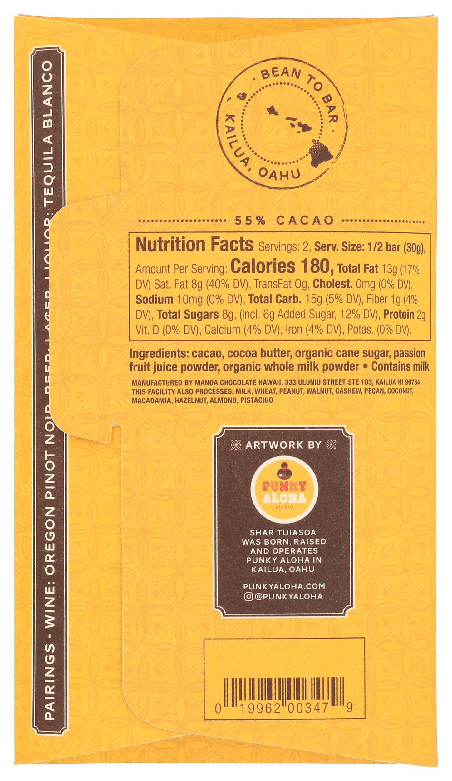Manoa Chocolate, Bar Chocolate Lilikoi Passion Fruit, 2.1 Ounce