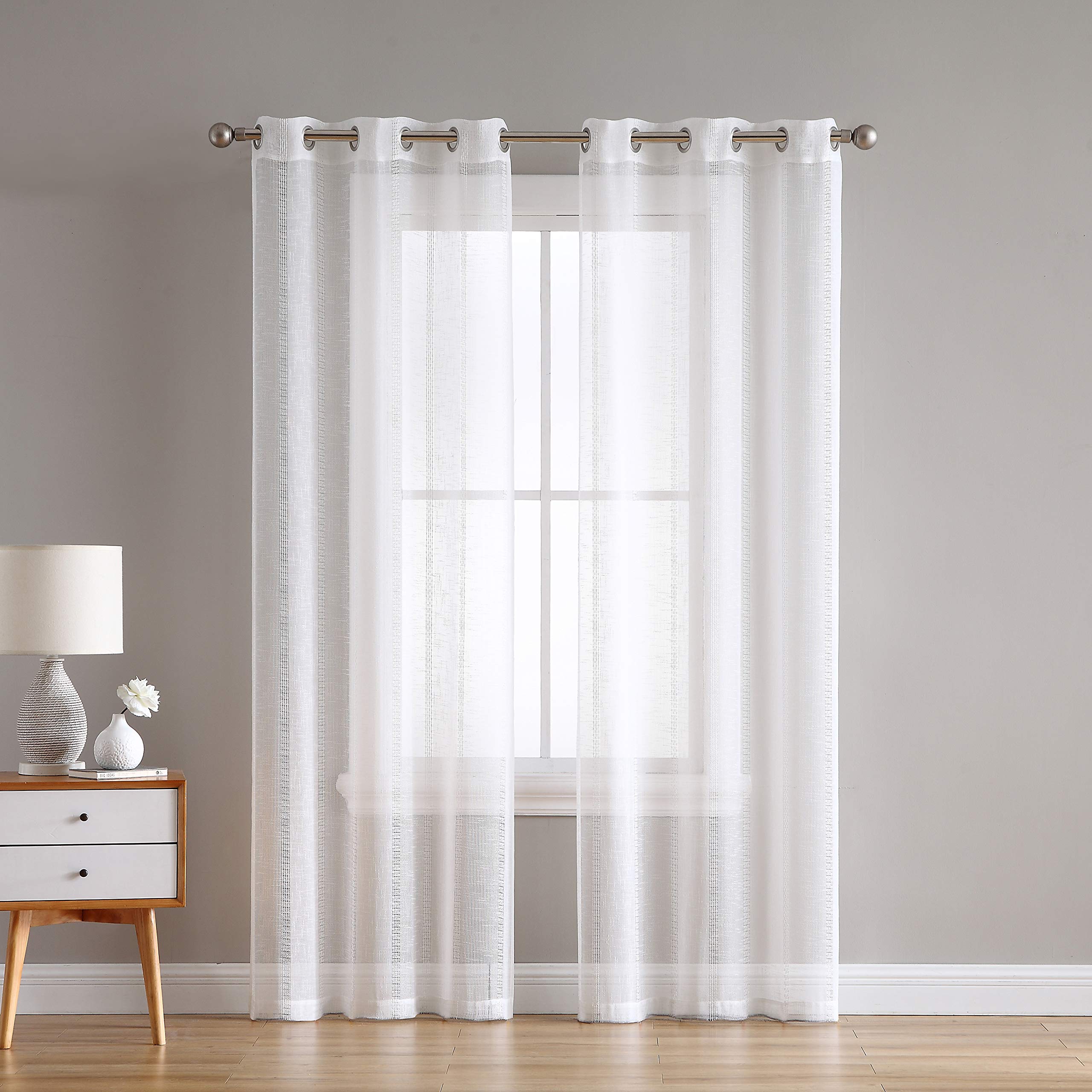 VCNY Home Hatfield Woven Semi Sheer Window Panel Pair, 38x108, White