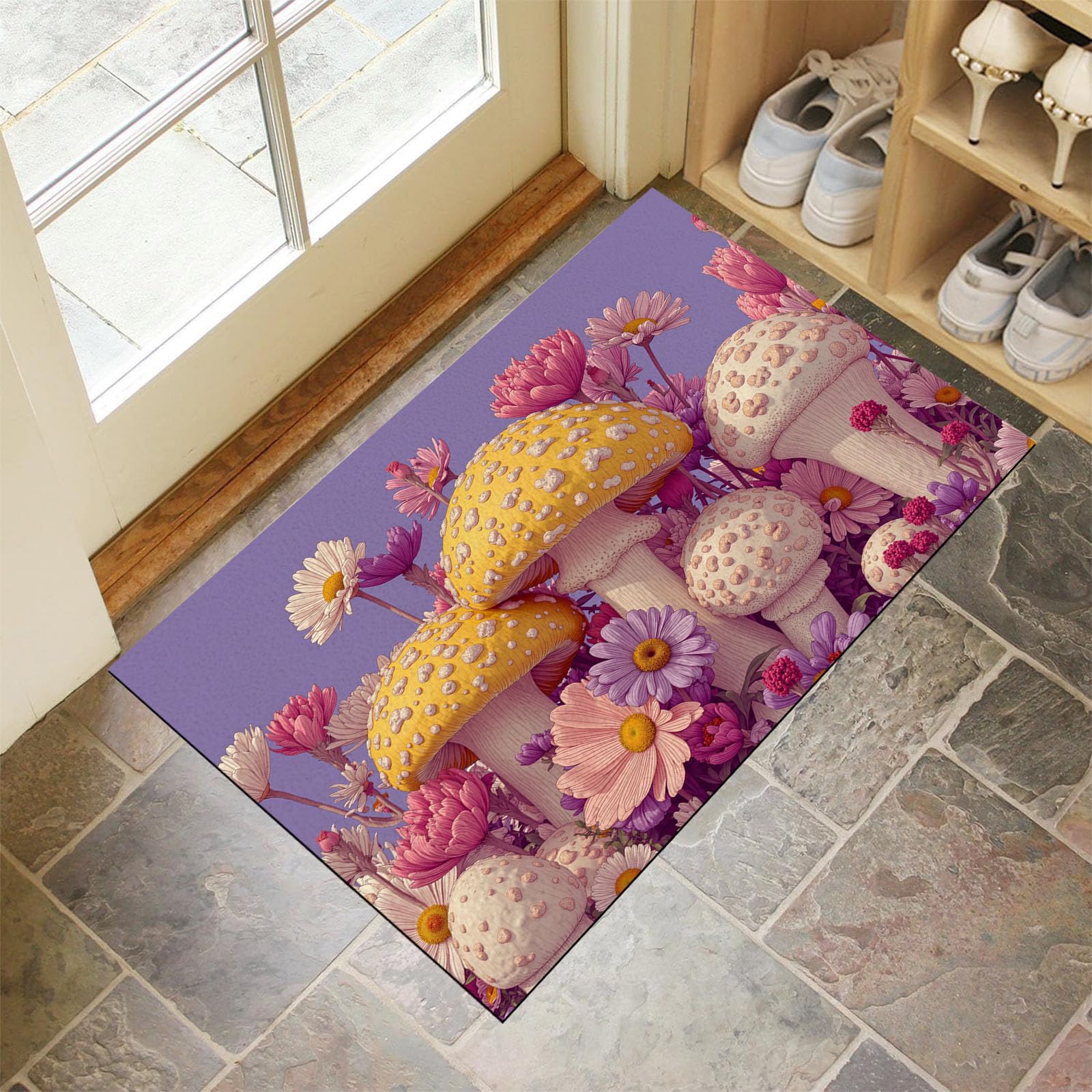 Tapis de sol rétro hippie lavable en machine et super absorbant 90x150cm