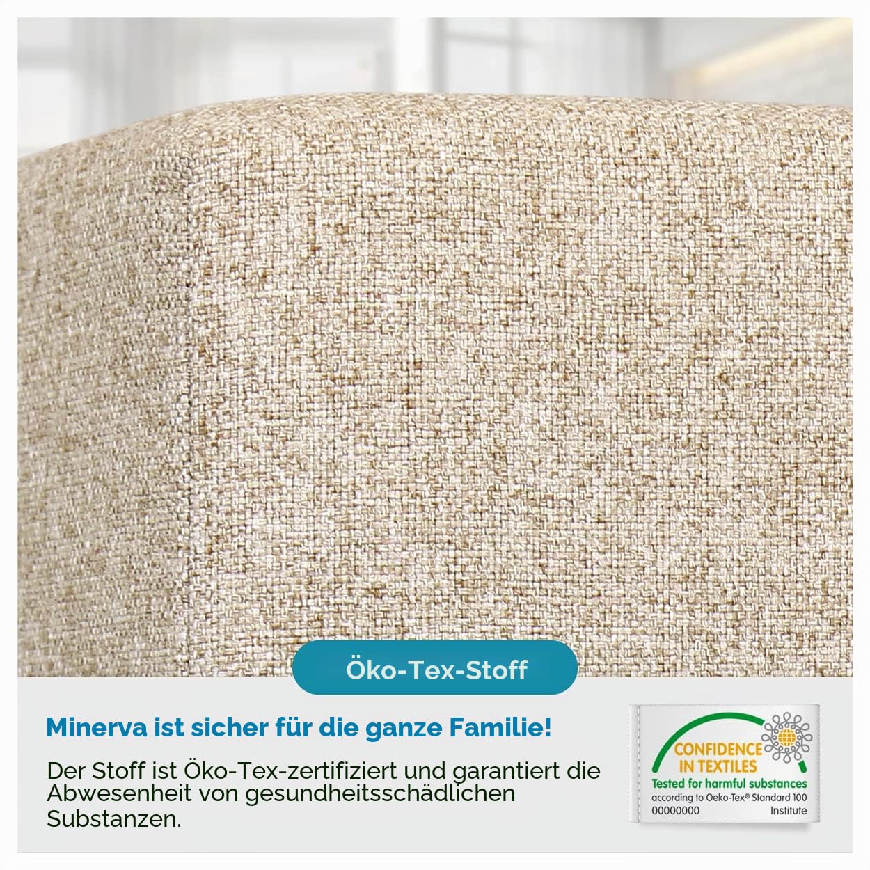 Deshome Pouf hocker Fußstütze 83x83x44 cm Wasserabweisender Stoff: Modernes Design Pouf für Sofa Wohnzimmer Schlafzimmer, Puff hocker, Pouffe Minerva Beige