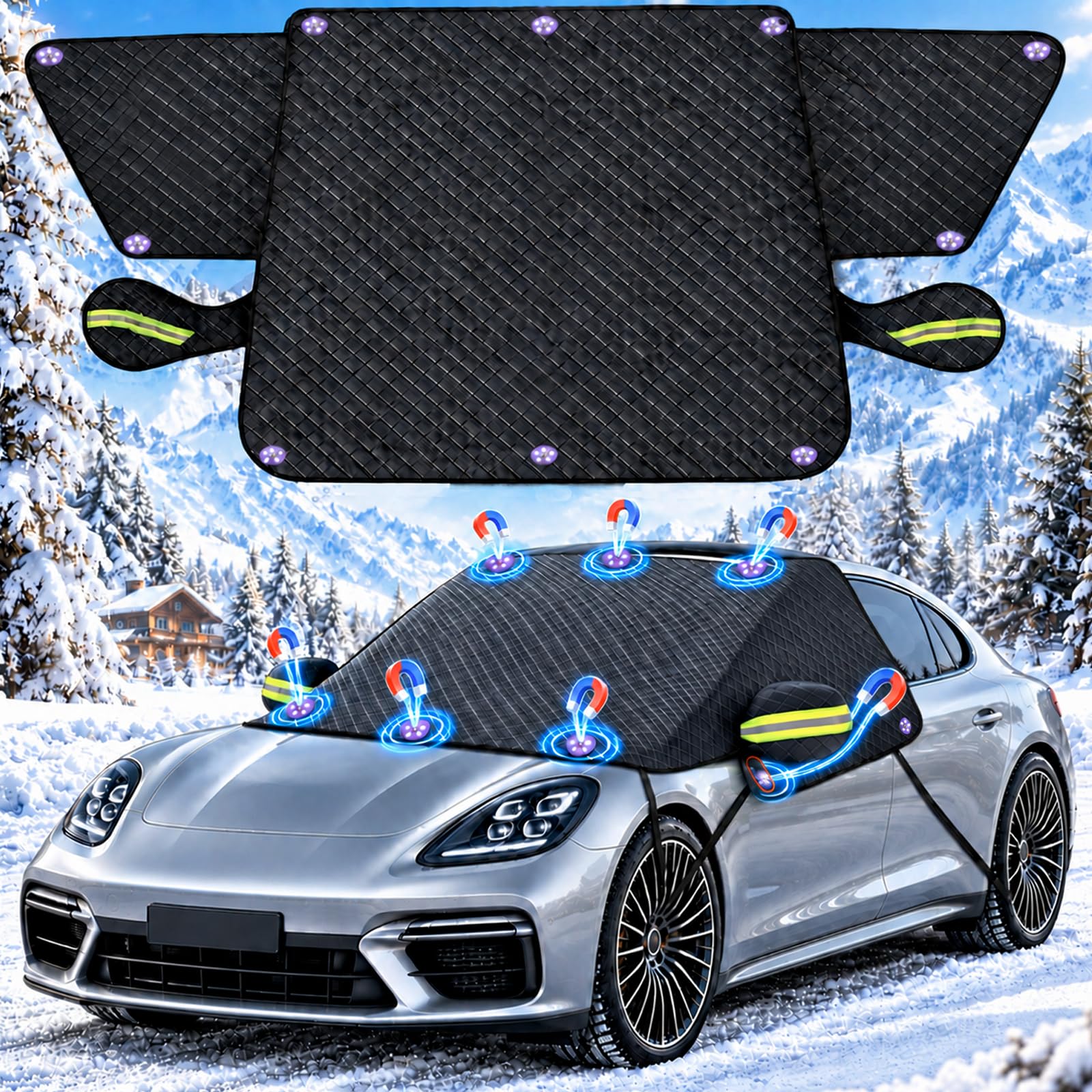 Maxee Frontscheibenabdeckung Winter, magnetischer Frost-Schwarz E