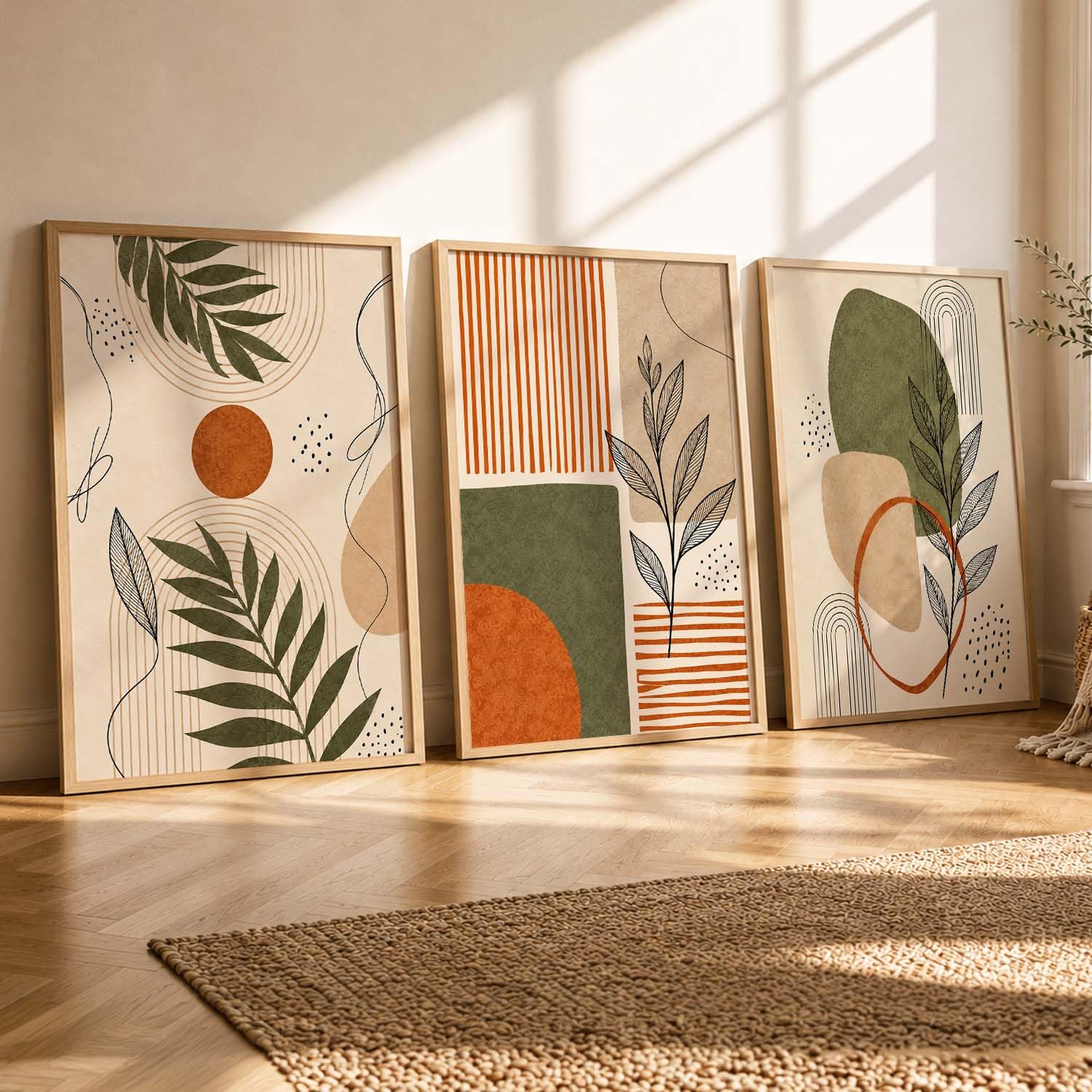 Boho Wall Art Prints - 3 Framed Sets -24