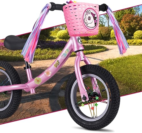 Miniatura 6 de Cesta de bicicleta para niñas, cesta de bicicleta para manillar con pulsera de unicornio, campana, serpentinas, calcomanías, gafas de sol para