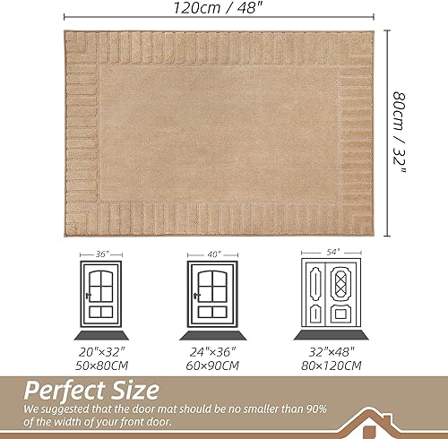 Miniatura 2 de BEQHAUSE Door-Mat - Tapete antideslizante para puertas principales, de perfil bajo, para la entrada de la puerta principal, resistente a la