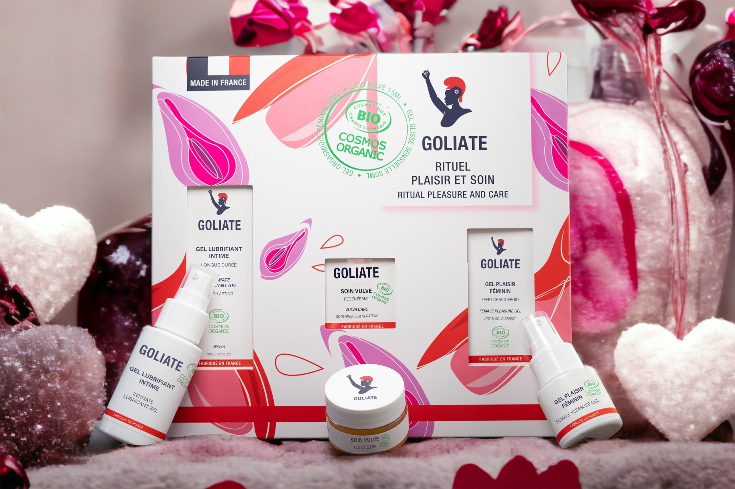 GOLIATE - Cofanetto Regalo Rituale Cura I Gel lubrificante intimo all'acqua - Balsamo Cura vulva - Gel femminile I Bio, naturale, idratante, made in France