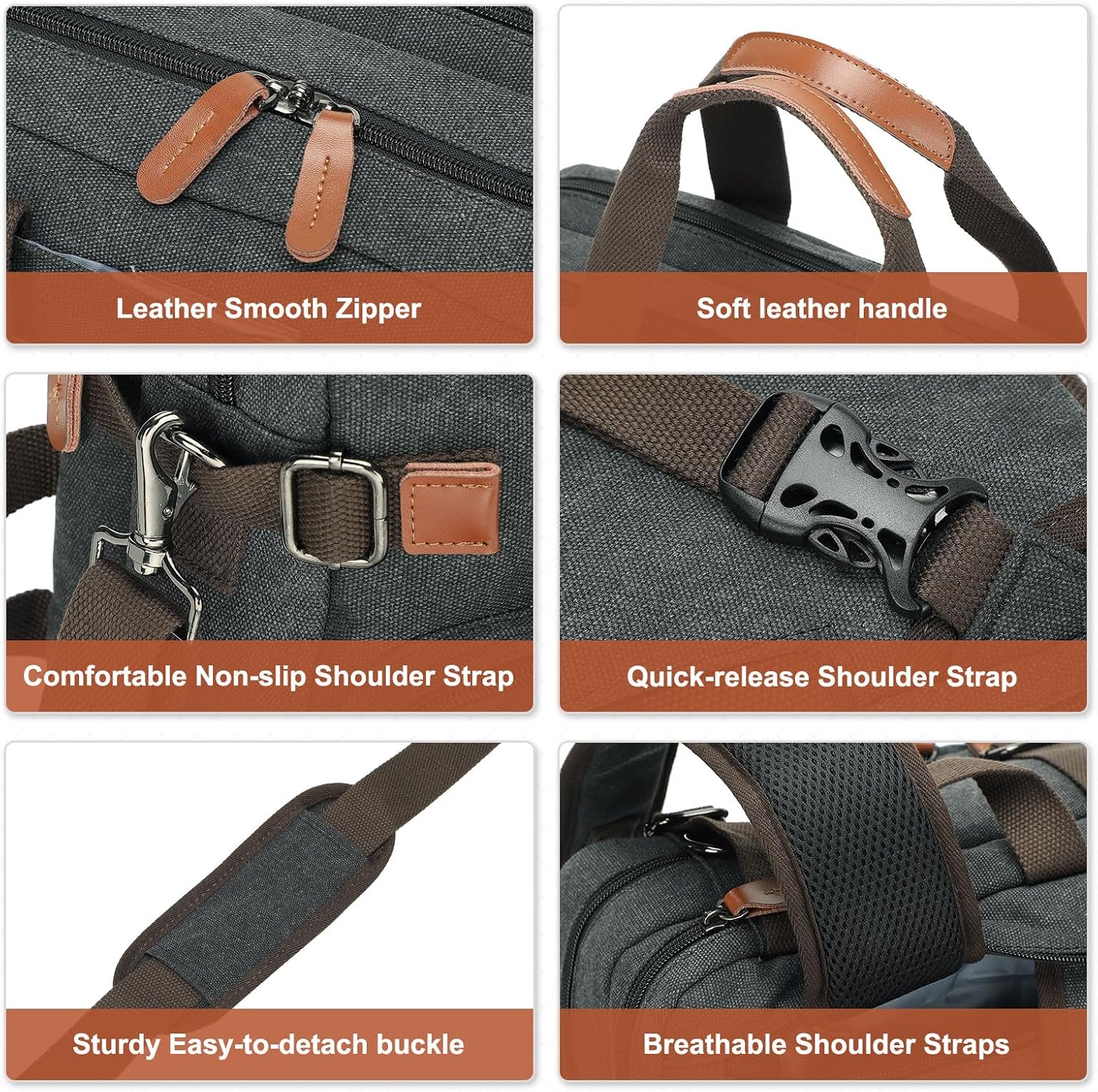 Canvas Laptop Backpack for Men, Versatile 3-in-1 Design and Pockets for Organized Storage