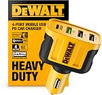 DEWALT Heavy Duty 24W USB Car Charger Adapter, Cigarette Lighter Adapter USBA Charger, Fast Charging Car Lighter USB Adapters, Cell Phone Automobile Chargers for iPhone, Samsung Galaxy, iPad