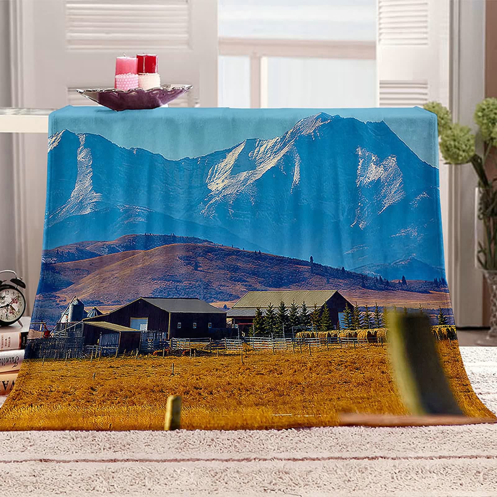 Aeici Couverture Polaire, Couverture Polaire Motif Couverture 160x200 cm Maison Montagne Couverture Canapé pour Salon Lit