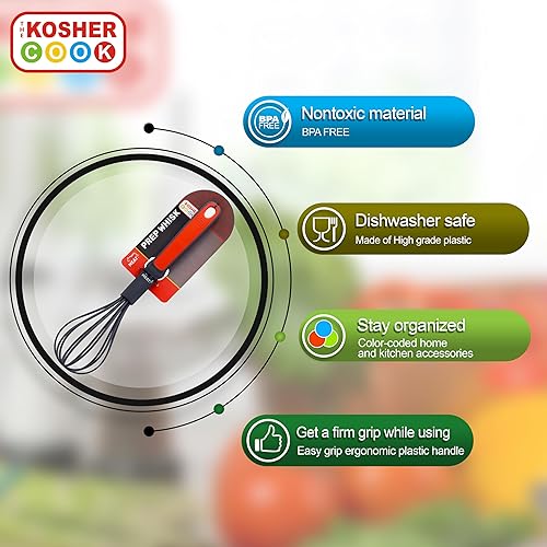 Miniatura 3 de Batidor de cocina azul lácteo  Batidor de silicona de fácil agarre para batir y batir huevos, leche, crema y más  Herramientas de cocina codificadas