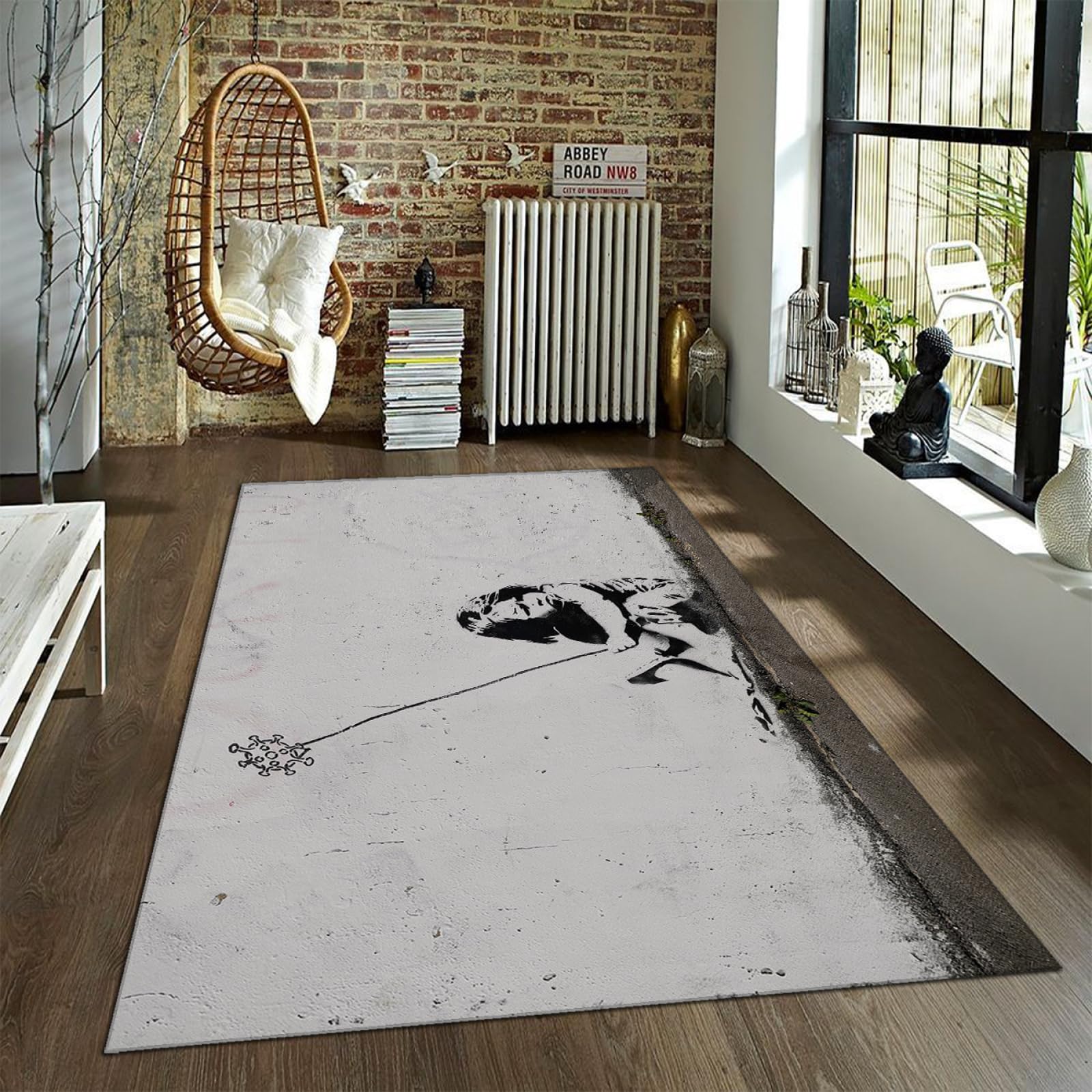 Tapis Banksy Little Girl graffiti pour déco esthétique salon