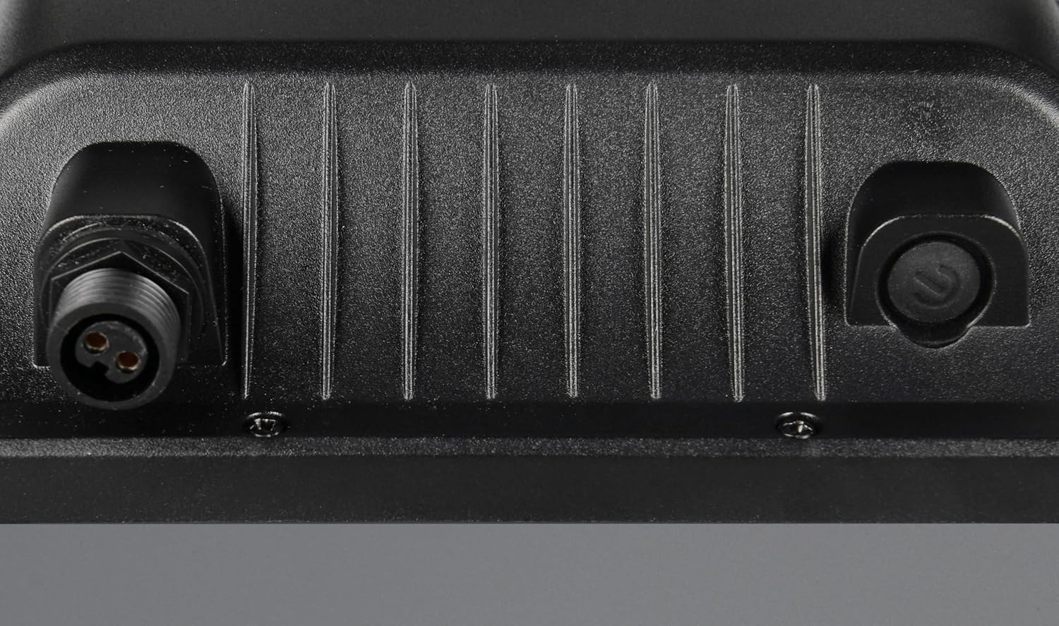 Close-up of the connection ports on the light unit