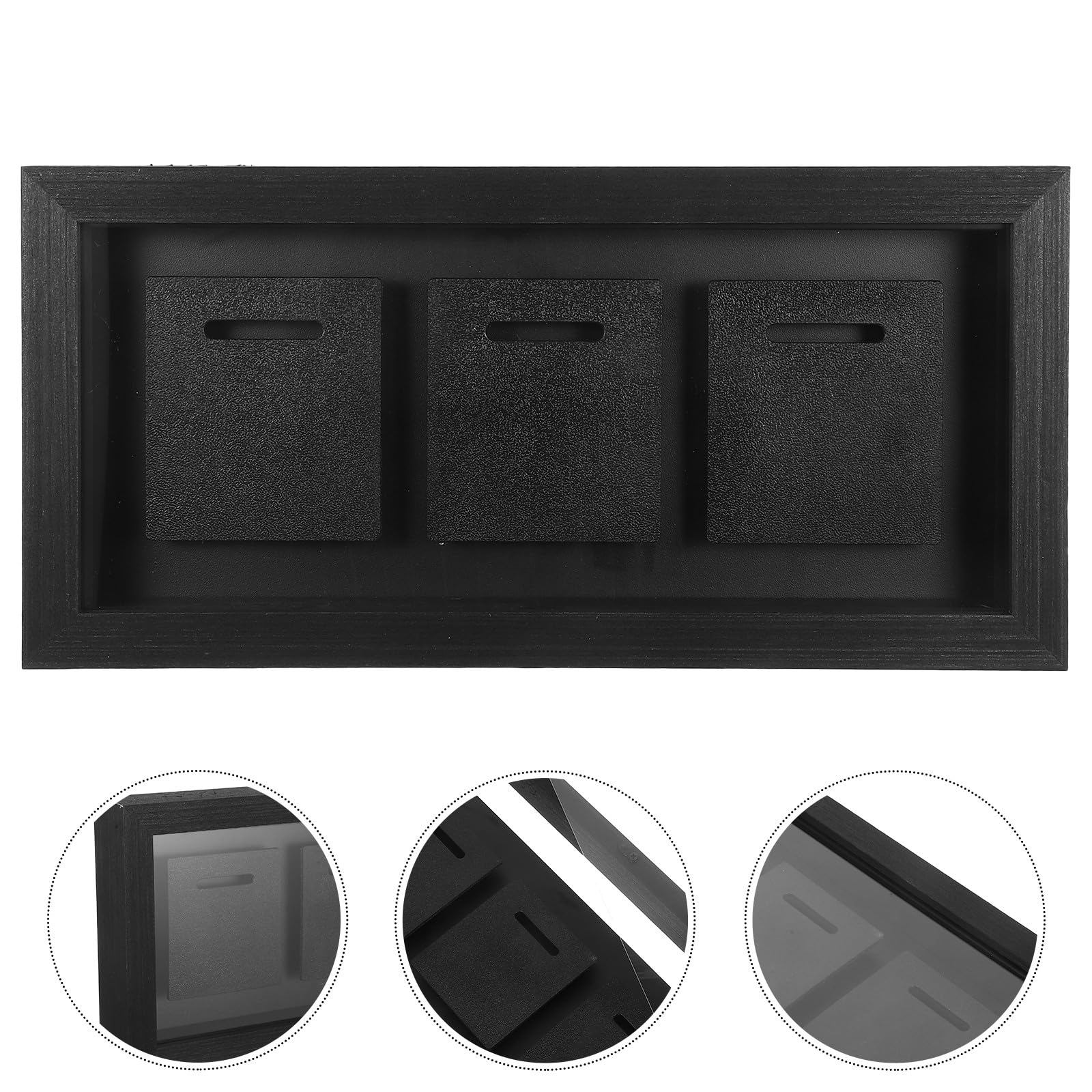 Homoyoyo Soporte para Exhibición de Medallas de Madera Maciza Negra Caja de Sombra para 3 Medallas de Maratón Marco para Almacenamiento y Disposición en Mesa o Pared Carreras