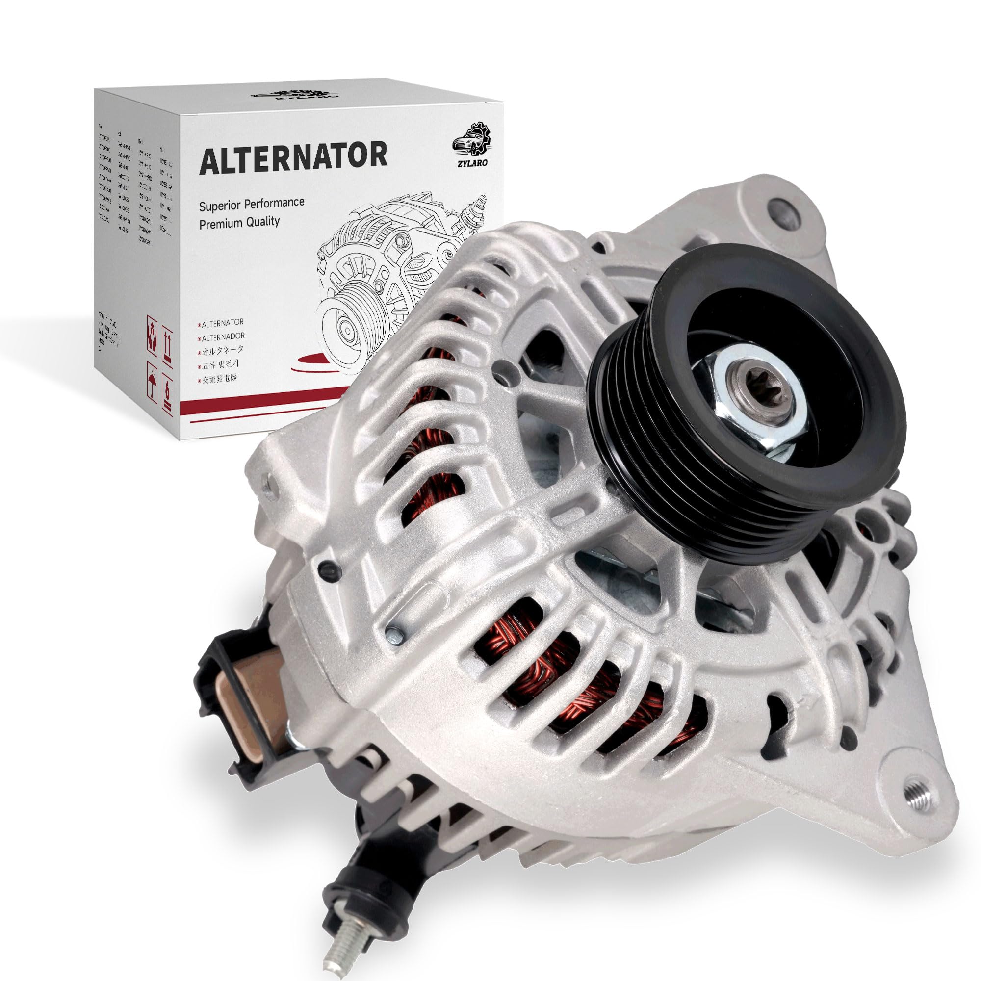 ZYLARO Alternator for/Hyundai,for/Kia Models 2005 2006 Optima Santa Fe Magentis,2005 Sonata,05-08 Tiburon,05-10 Sportage,05-09 Tucson - V6 2.7L,12V