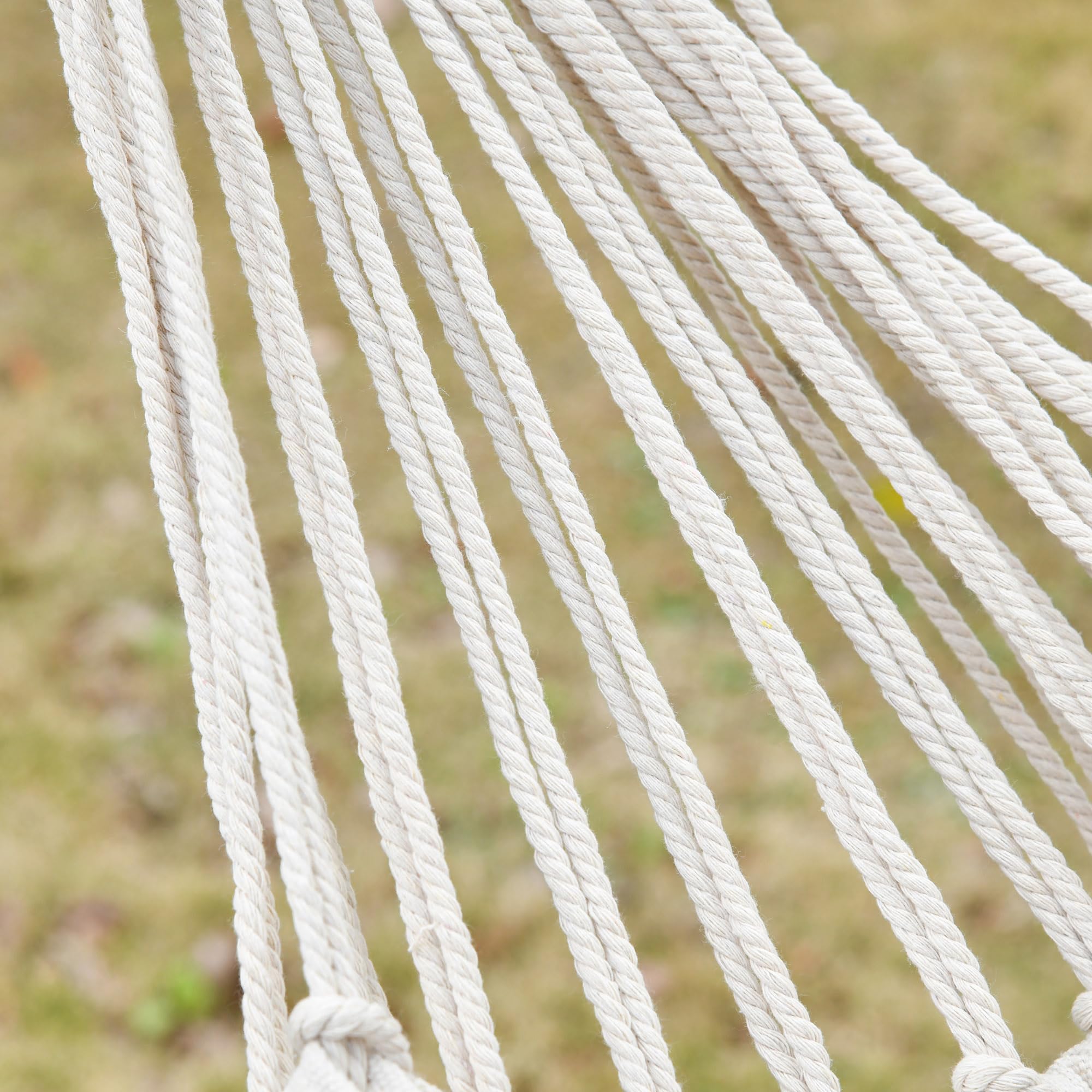 Outsunny Amaca da Giardino Sospesa 288x150 cm, Capacità 120 kg, Amaca Campeggio in Tela con Frange Stile Boho, con Borsa da Trasporto, per Campeggio, Giardino, Balcone, Patio e Spiaggia, Crema