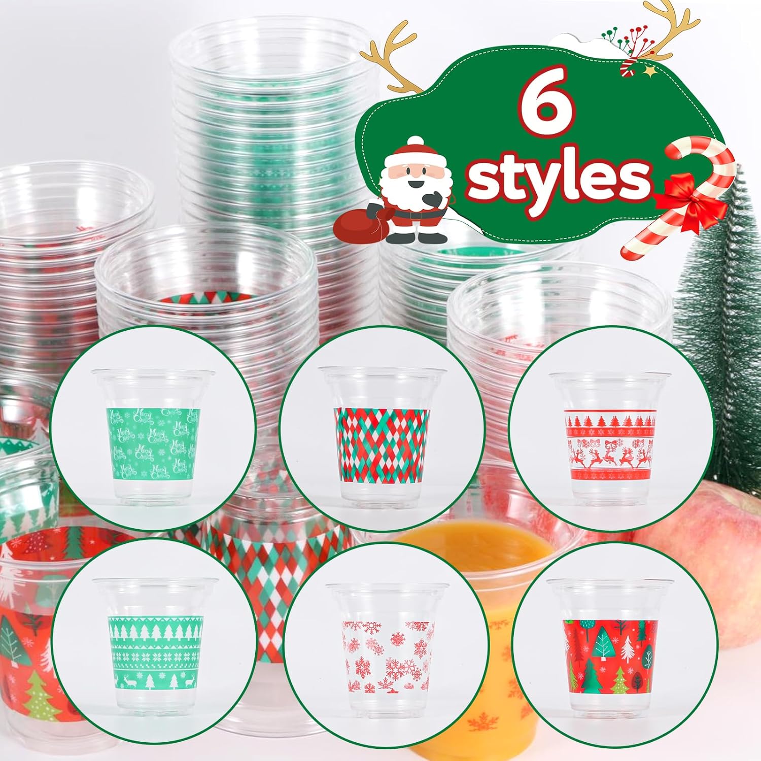 Atonofun 72 Pack Christmas Cups Disposable -14Oz Holiday Plastic Cups for Xmas Holiday Christmas Party Decorations - Image 2