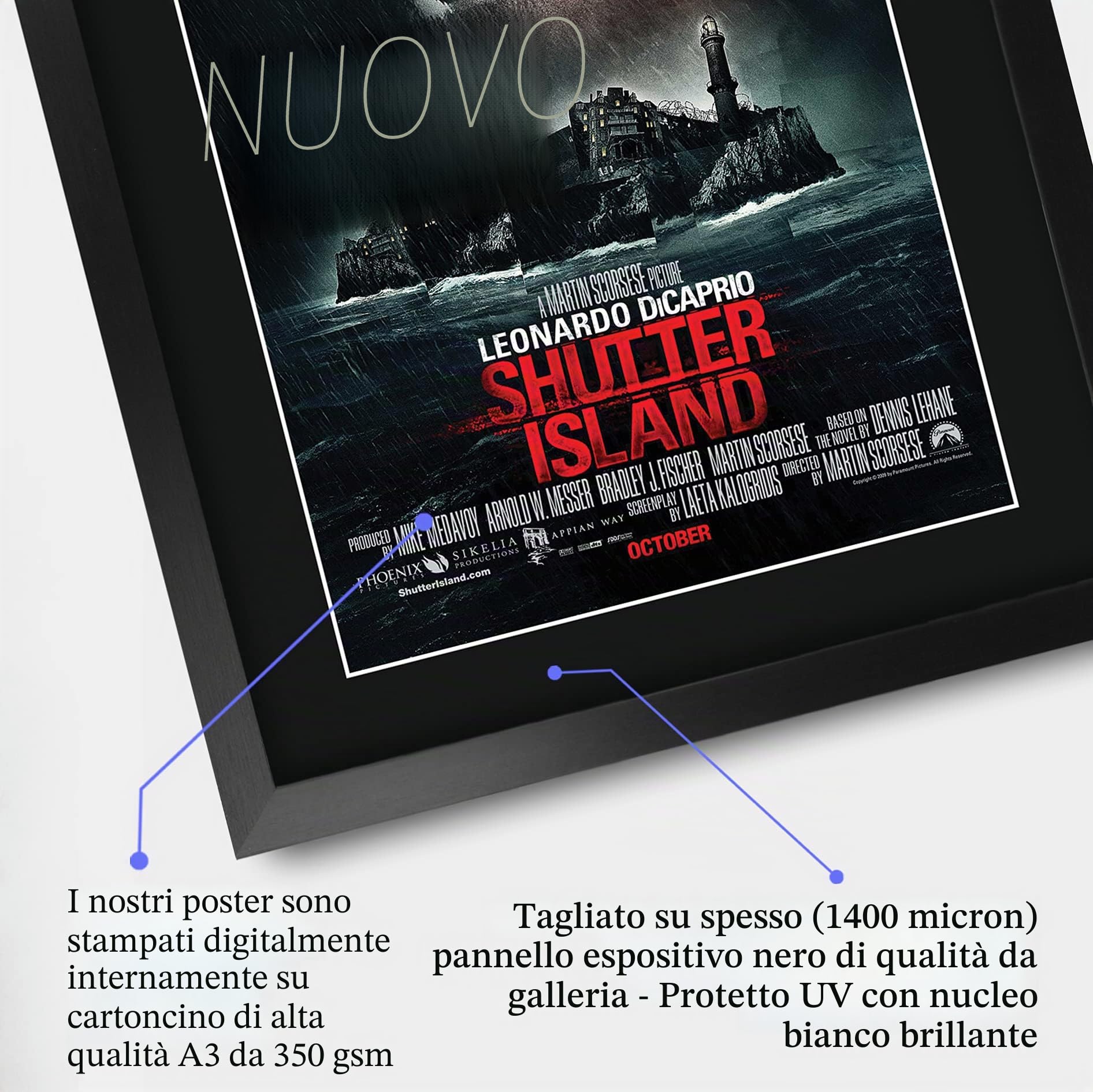 HWC Trading Shutter Island A3 Incorniciato Firmato Regalo Visualizzazione Delle Foto Print Immagine Autografo Stampato Per Leo Dicaprio Gli Appassionati Di Cinema