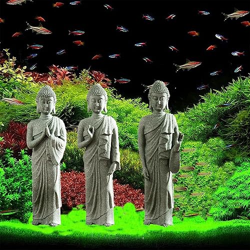Miniatura 4 de Estatua de Buda para acuario, estatua de Buda de pecera, decoraciones de estatua de Buda de piedra arenisca natural, esculturas de Buda para pecera,