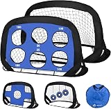 VOUNOT® Set of 2 Pop up Goals for Kids, 4-in-1 Football Net for Children, Foldable Mini Soccer Target Net, Football Training Equipment, Indoor & Outdoor - 1