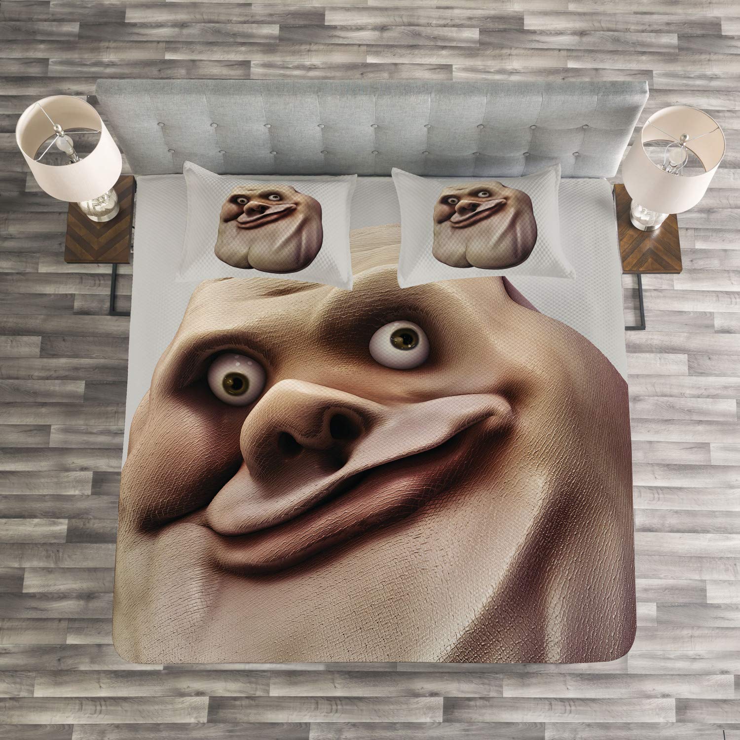 ABAKUHAUS Humor Bedspread Set, Awkward Meme Face with Unusual Facial  Gesture Ugly Mock Smug Forum Art Design, Decorative Quilted 3 Piece  Coverlet Set with 2 Pillow Shams, Pearl and Tan : Amazon.co.uk: