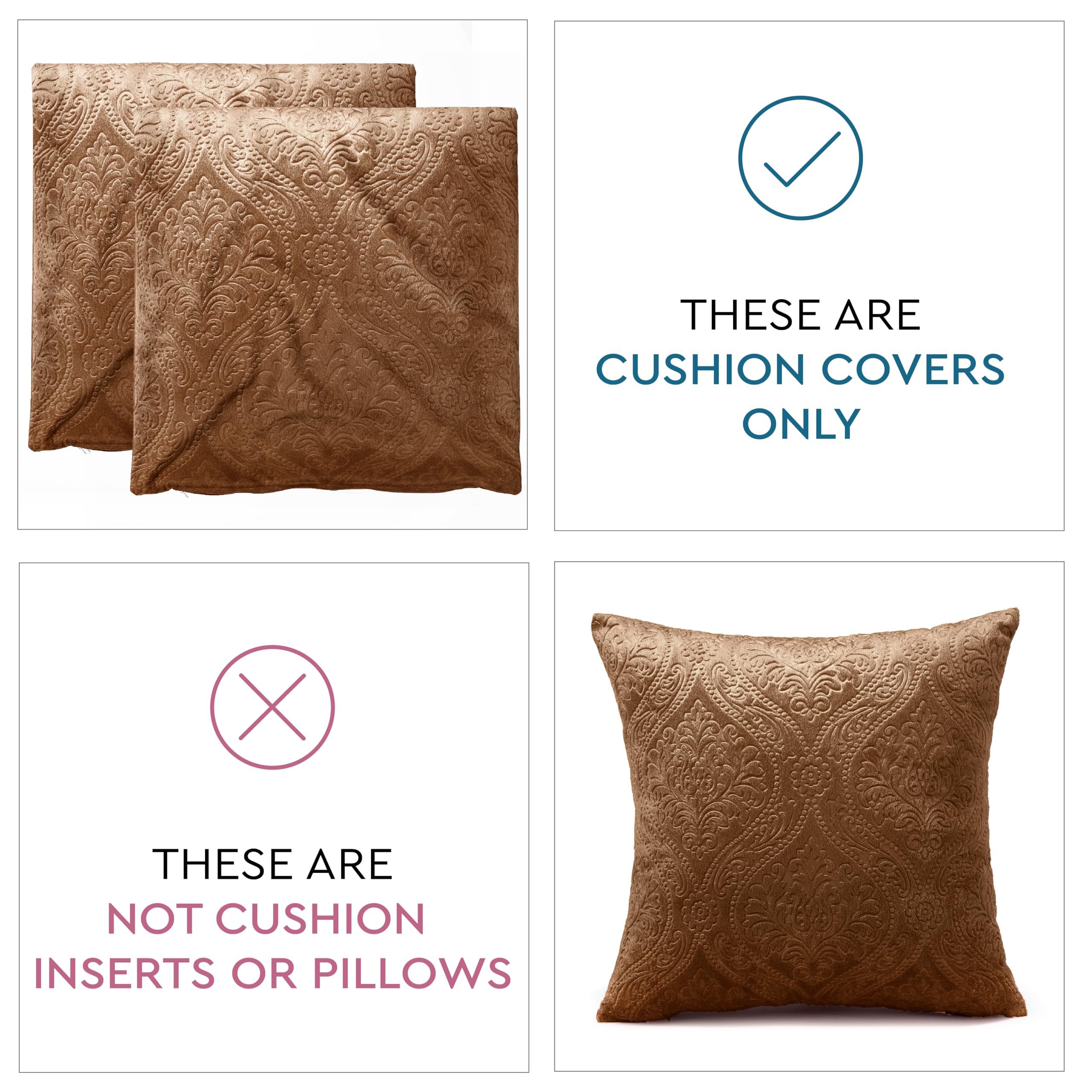 Encasa XO Luxury Embossed Velvet Cushion Covers, Plush Throw Pillow Covers For Elegant Living Rooms & Bedrooms - Image 2