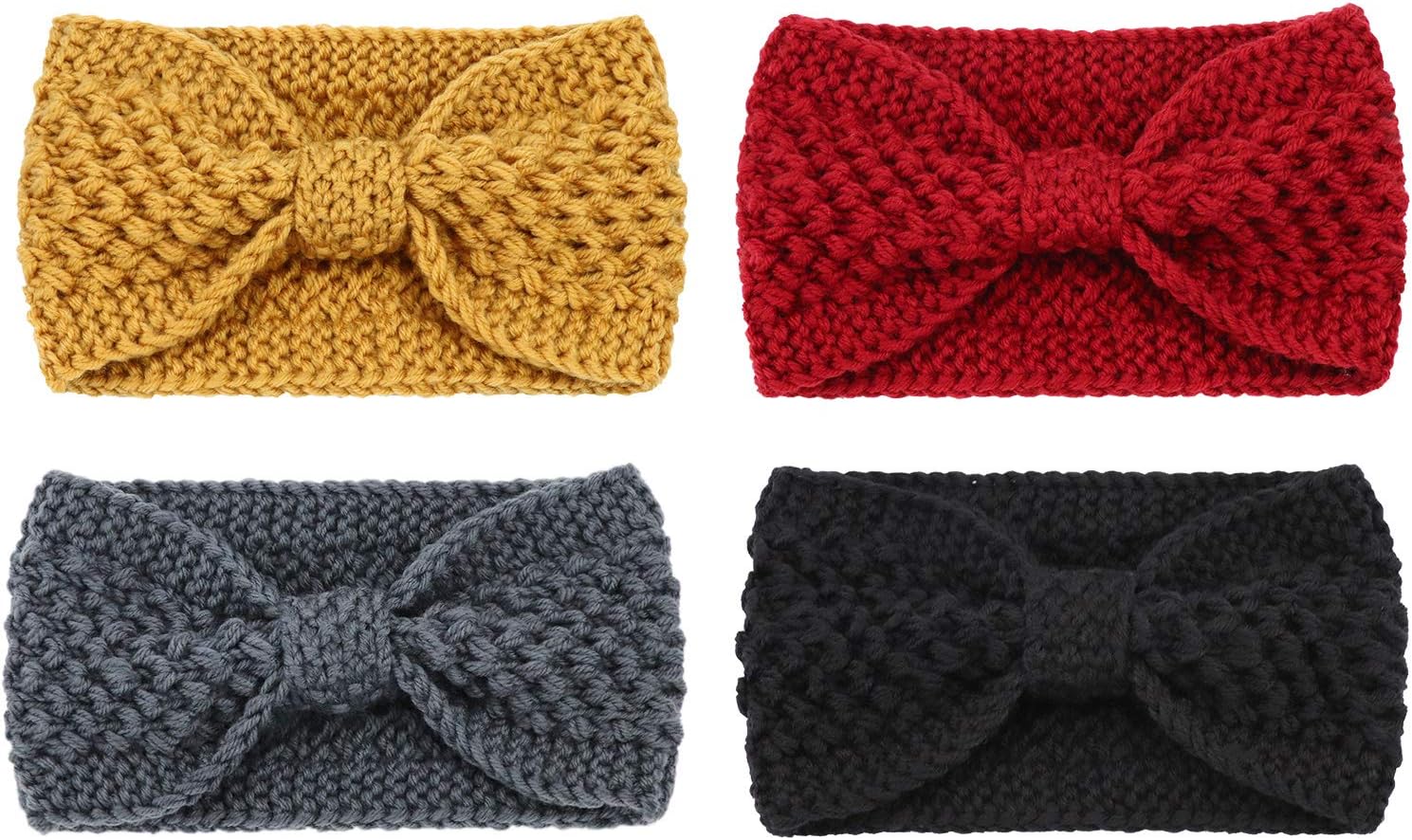 DRESHOW Winter Knit Chunky Headbands for Women Crochet Turban Knitted Ear Warmer Head Wrap Winter Accessories 4 Pack - Image 7